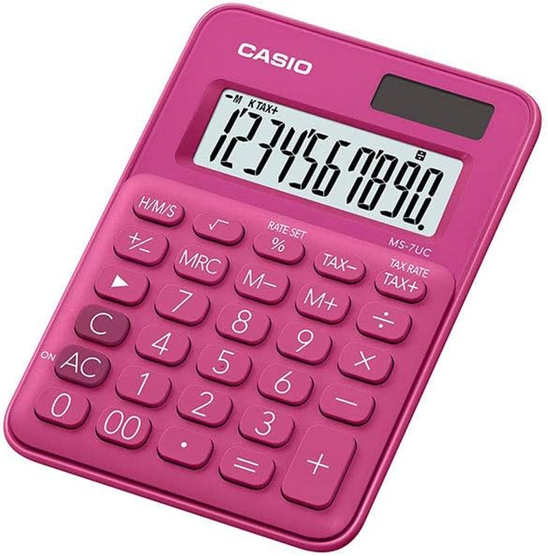 Casio MS-7UC-RD Mini Desk Type 10 Digits Calculator MS7UC Red