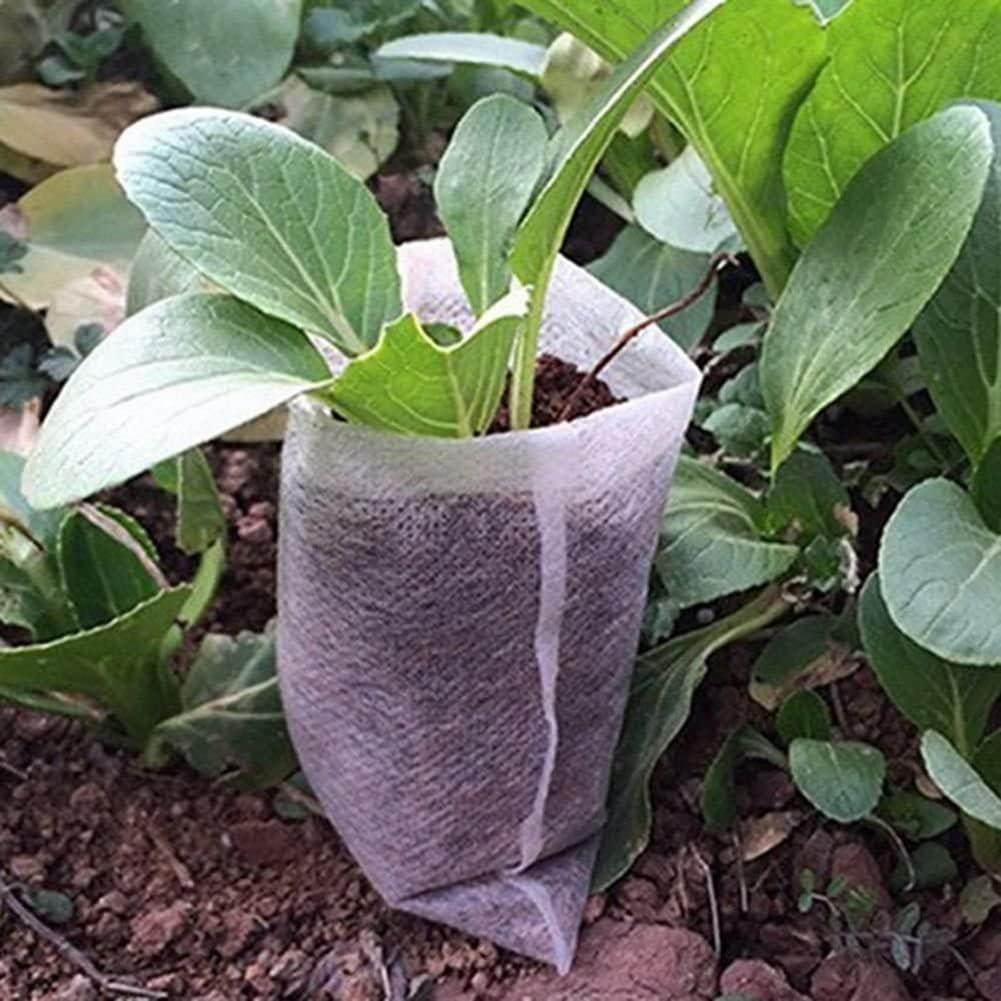 400 Pcs Seeding Bags Small Plant Grow Bags Non-Woven Seedling Raising Pots Gardening Supply for Home Garden image number 2