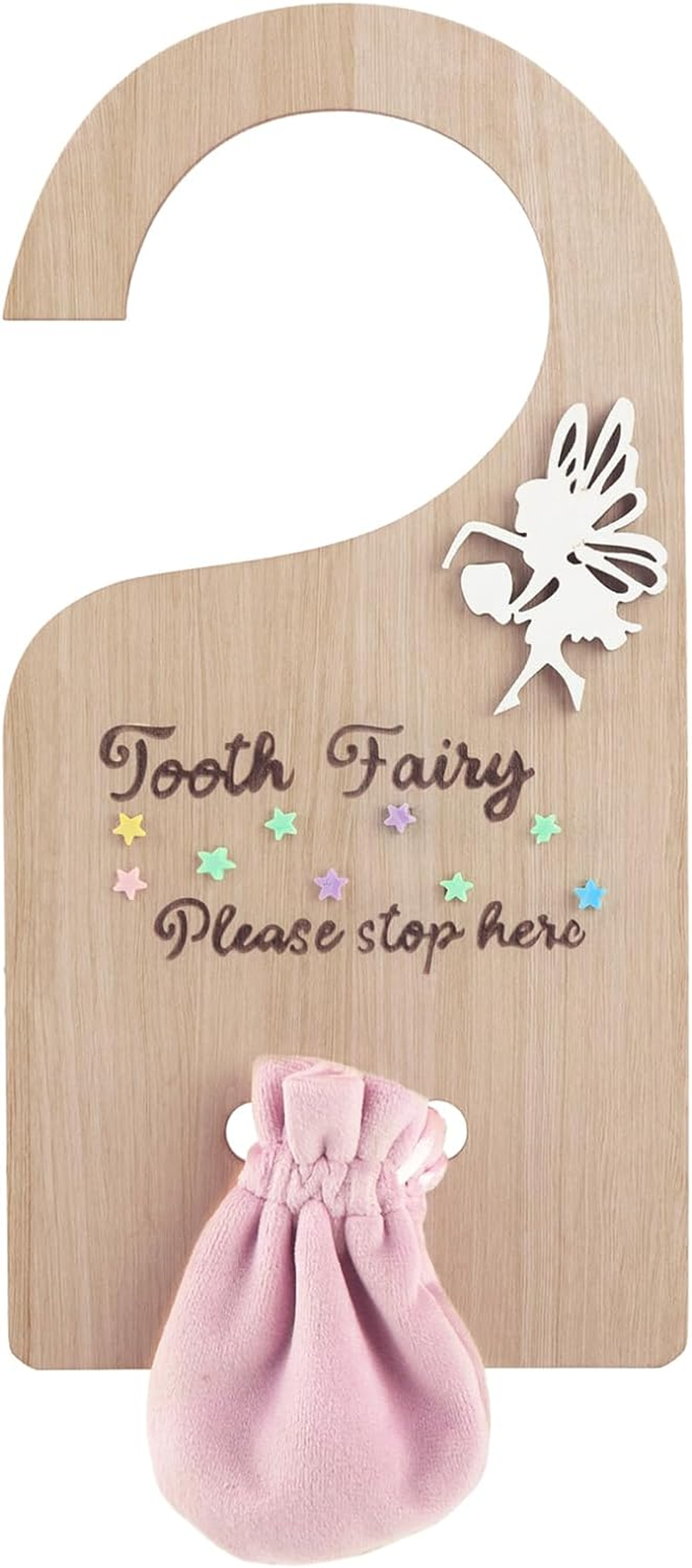 Qunclay Tooth Fairy Tooth Holder Door Hanger Bag Baby Teeth Keepsake Container for Lost Teeth Kids Boys Girl Milk Encourage Gift(Modern Style)