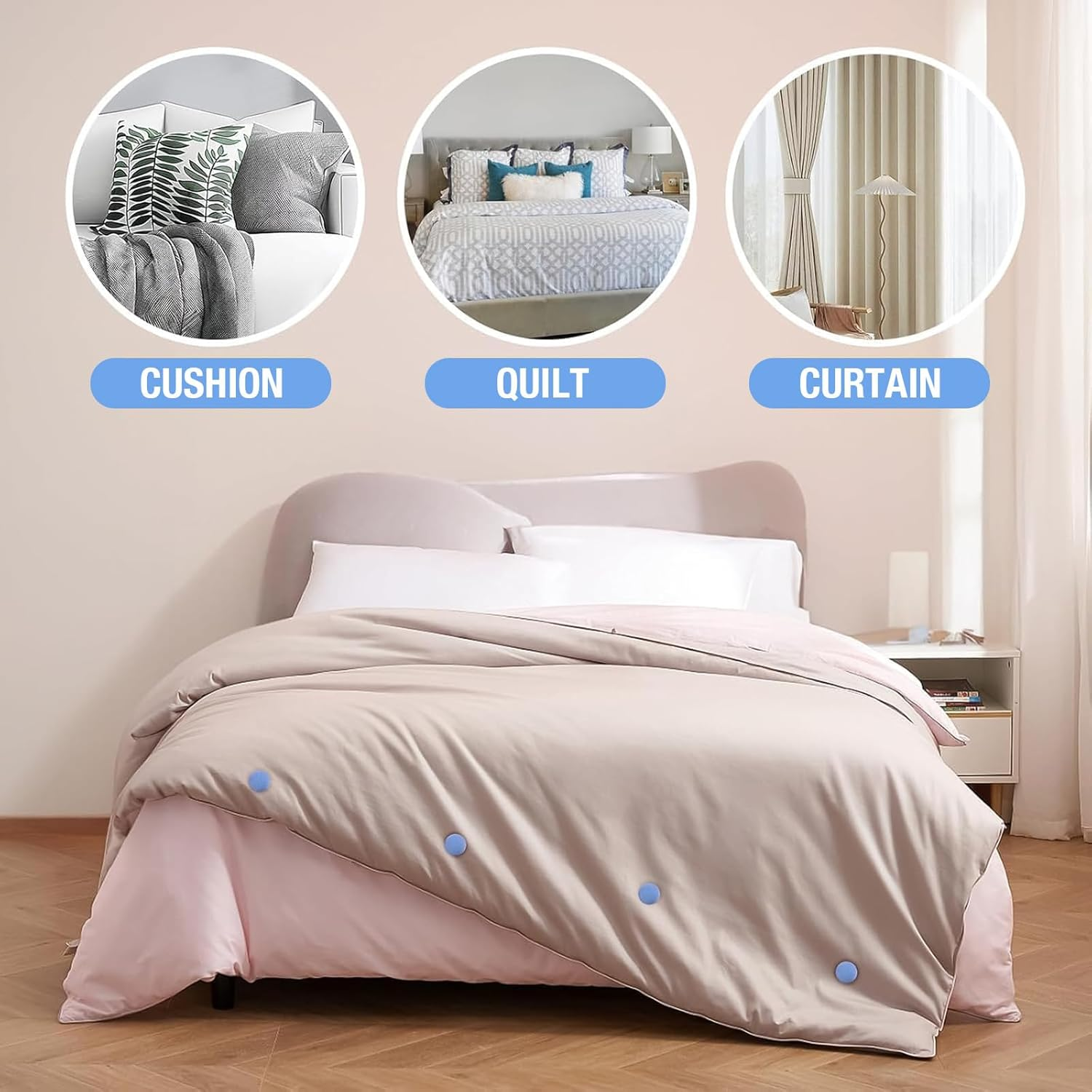 28-Pack Premium Duvet Clips | Heavy Duty Quilt Cover Fasteners | One-Button Lock/Unlock Design | Non-Slip Metal Duvet Pins for Bedding, Cushions & Curtains (Blue) - Blue image number 3