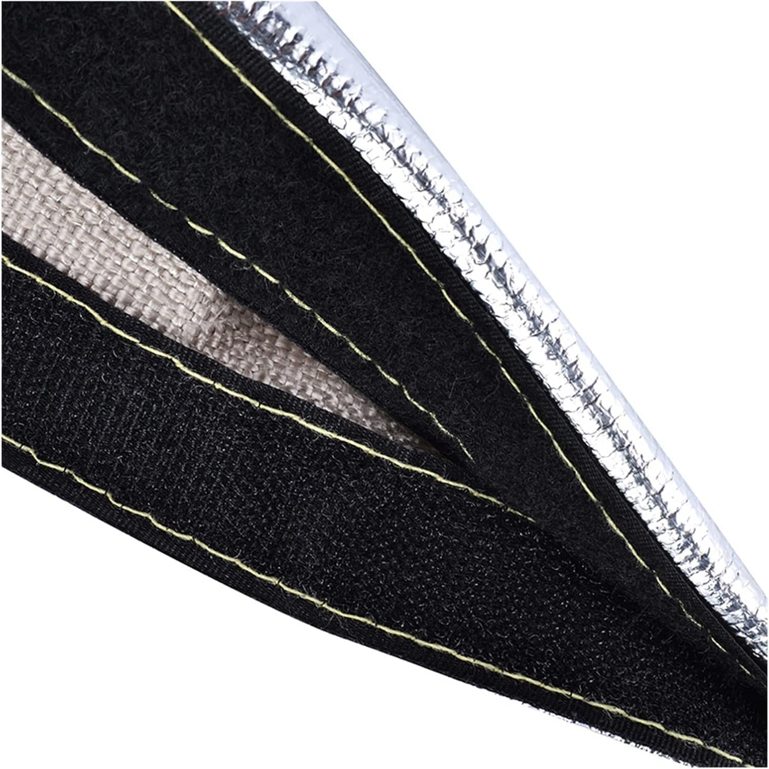 AIMALL 30Mm X 1M Buckle Type Aluminium Foil Fibreglass Heat Shield Sleeve High Temperature Resistant Fire Retardant Insulation Cover for Wire Hose Cable Protection image number 5