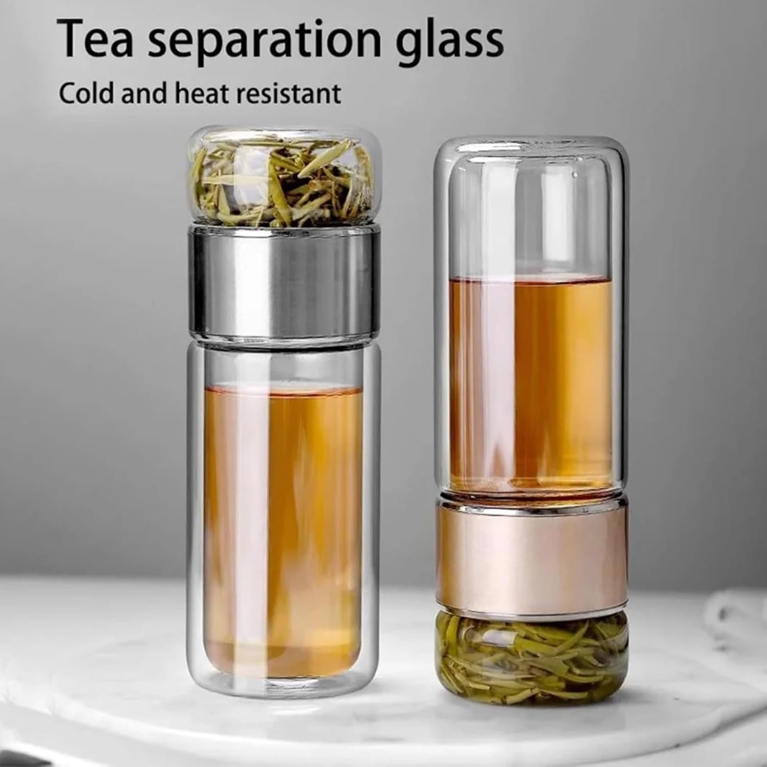 Infusifie Glass Tea Infuser Bottle - Portable Loose Leaf Tea Steeper and Maker with Water Separation Cup (500Ml, P) image number 5