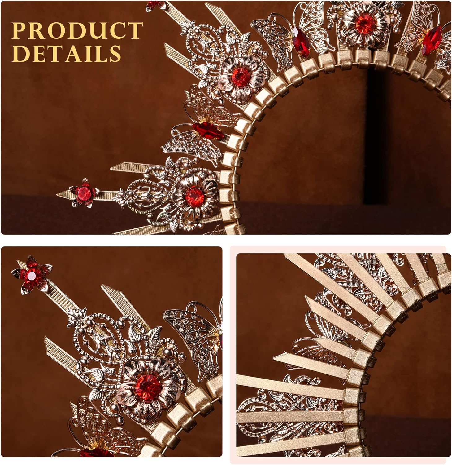 Partyforu Goddess Halo Crown for Halloween, Butterfly Halo Headpiece for Renaissance Women Cosplay Photo Shoots image number 4