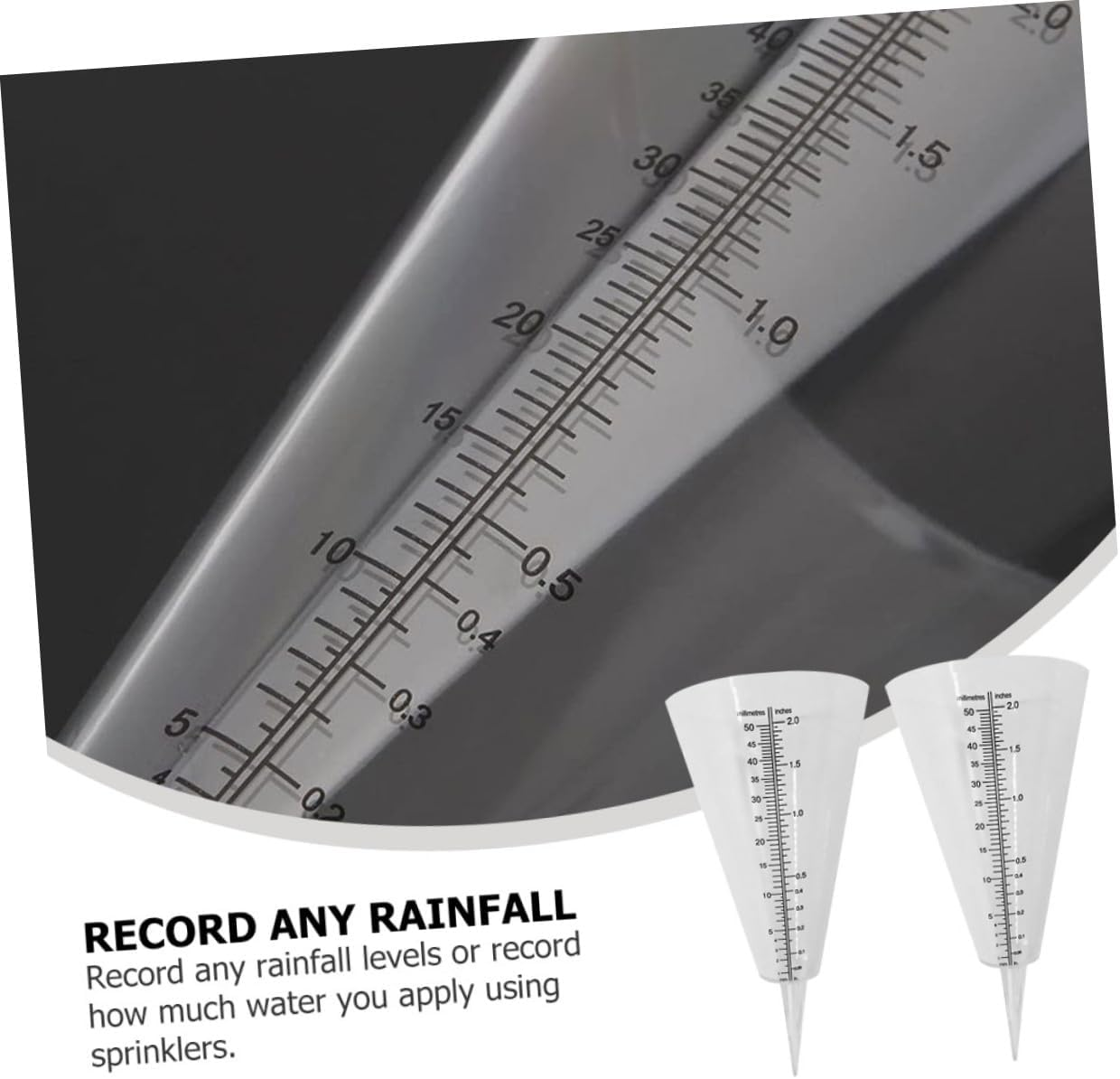 Angoily 2Pcs Transparent Cone Shaped Rain Gauge with Scale Portable Lawn and Farming Rainfall Measuring Cup for Outdoor Garden and Meteorological Use image number 4