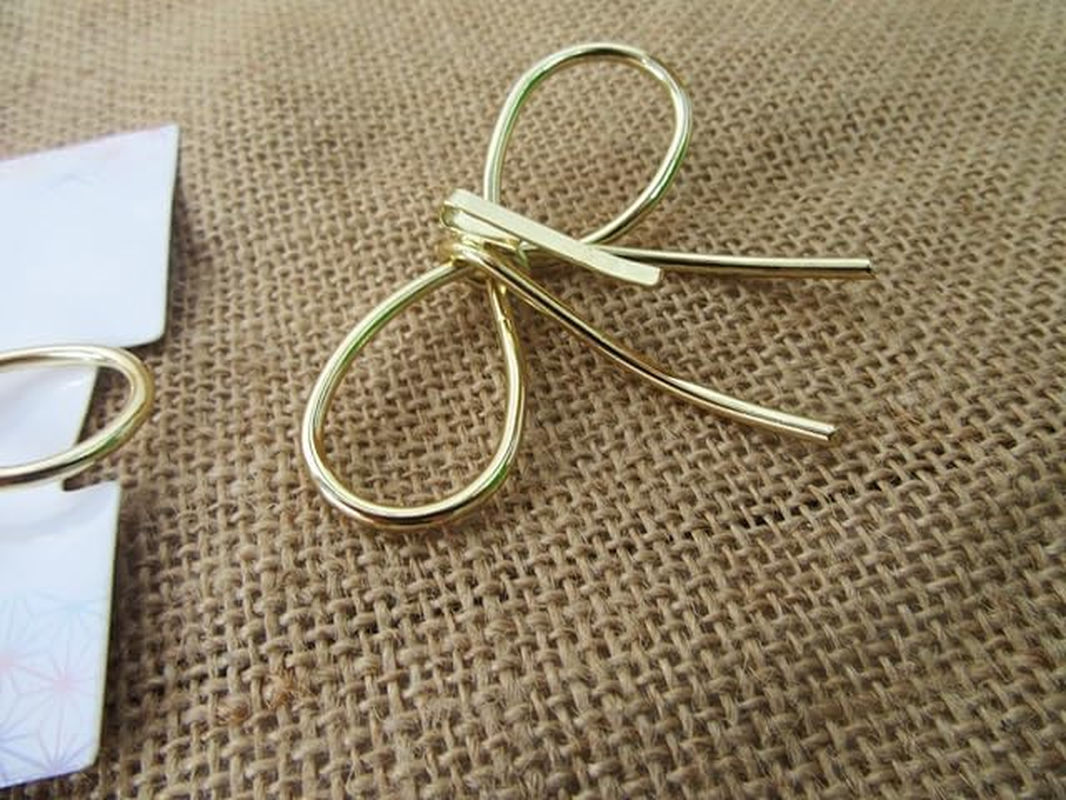 6Pcs HQ Gold Plated Ribbon Design Elegant Ponytail Hook Hair Accessory image number 4