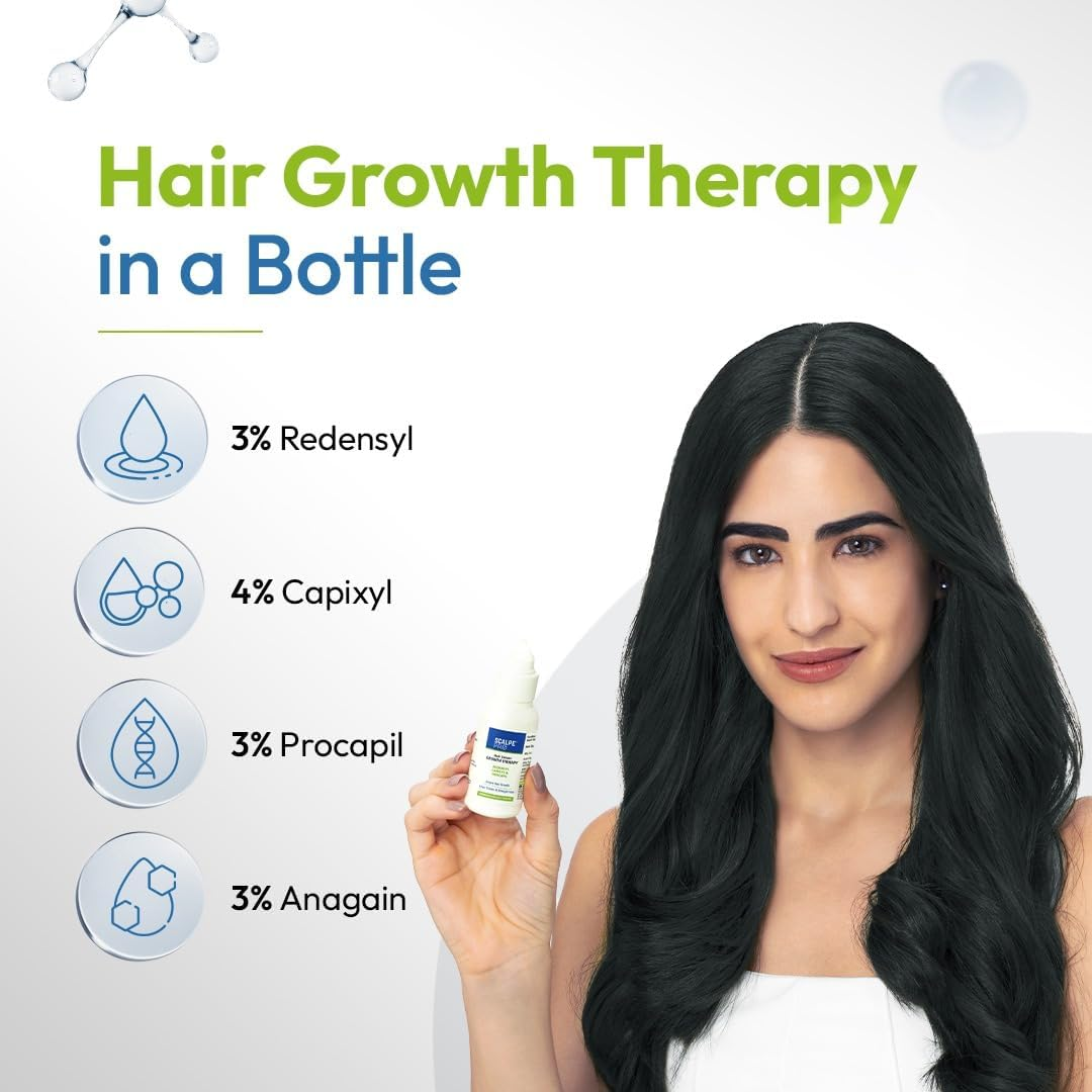Scalpe Pro Hair Growth Serum with Applicator | 3% Redensyl, 4% Capixyl, 3% Procapil, 3% Anagain | Boosts Hair Growth | Thicker & Stronger Hair | Non-Sticky | Paraben & Sulphate-Free | Unisex | 30 Ml image number 5