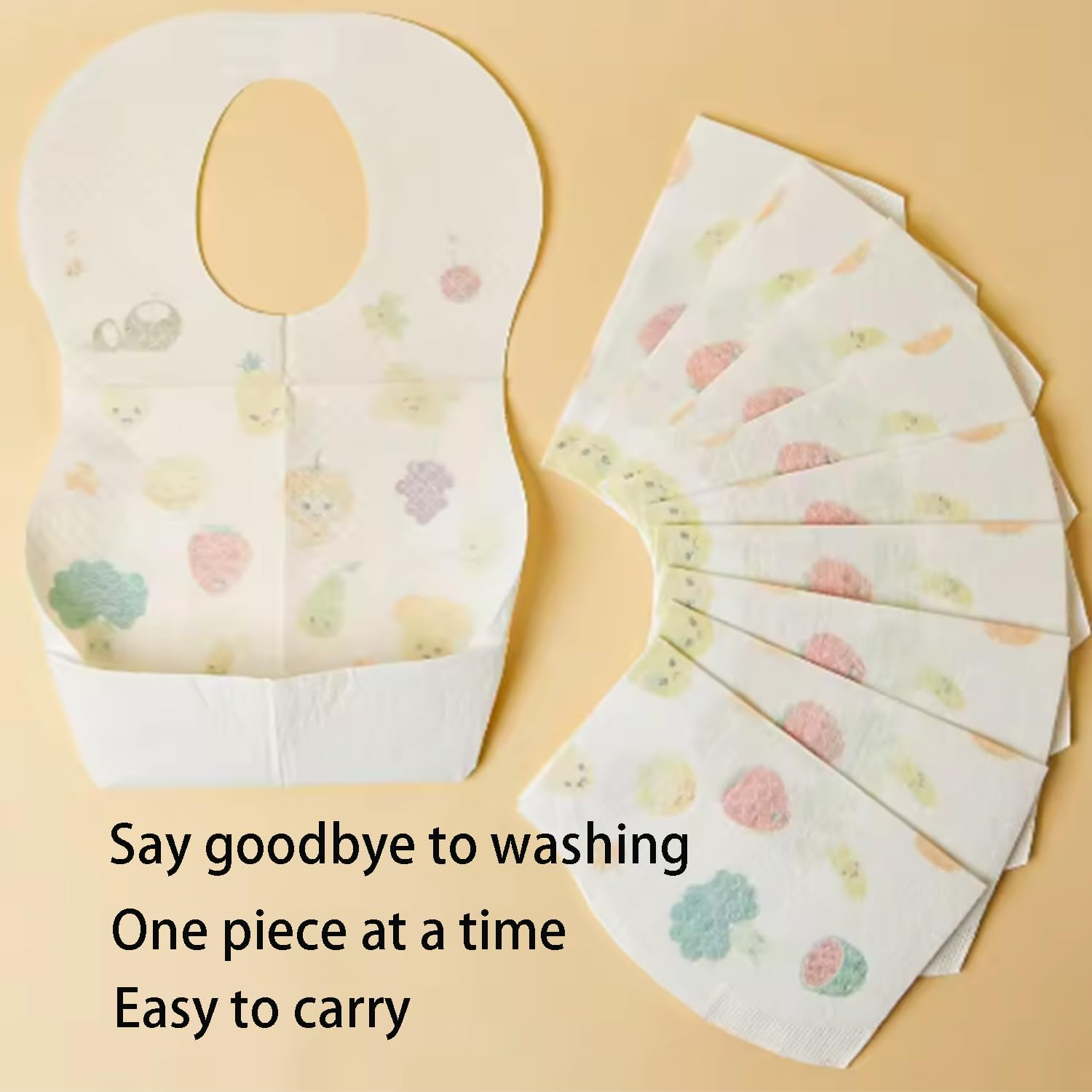 50PCS Disposable Baby Bibs &ndash; Waterproof Travel Bibs for Girls & Boys with Large Pocket, Adjustable Neck, Leak-Proof Liner, Individually Wrapped for Toddler Feeding image number 6