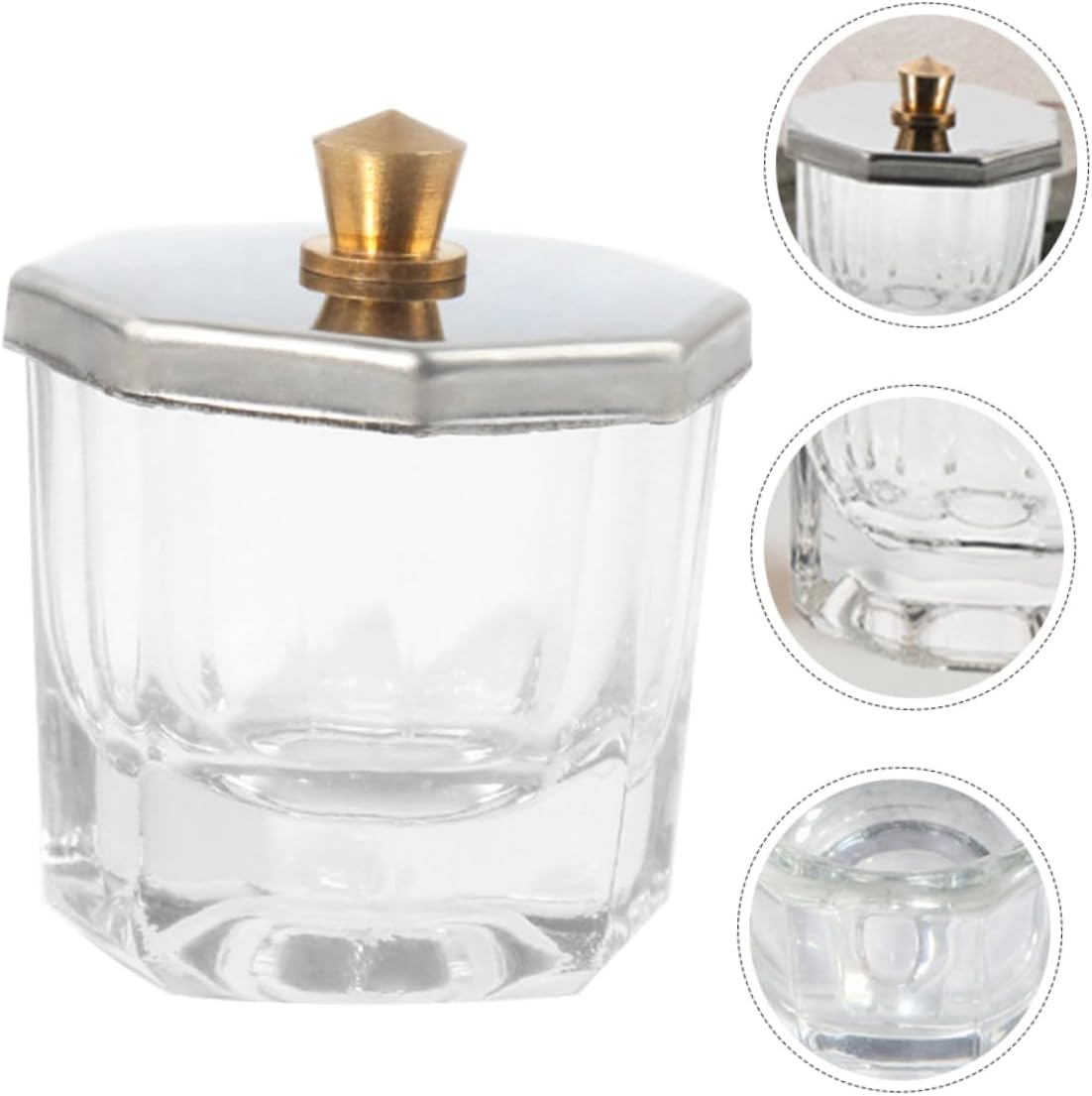 MUSISALY Glass Dappen Dish with Metal Lid 8Oz Nail Liquid Holder Thickened Crystal Nail Cup for Professional Manicure and Diy Use image number 3