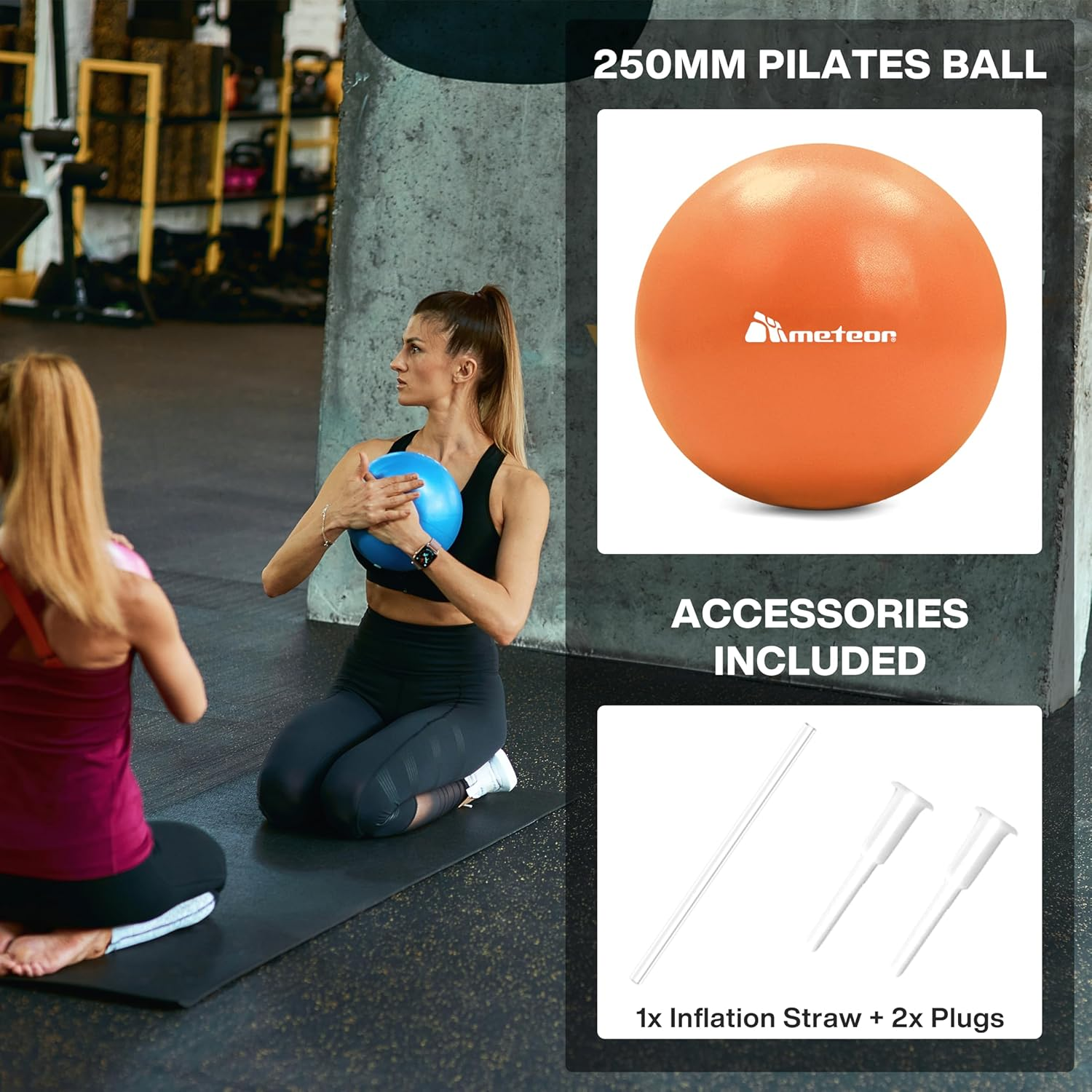 Meteor 2Pcs Mini Pilates Ball (25Cm) - Small Swiss Ball, Exercise Ball, Fitness Ball, Barre Ball - Ideal for Yoga, Pilates, Therapy & Relaxation image number 4