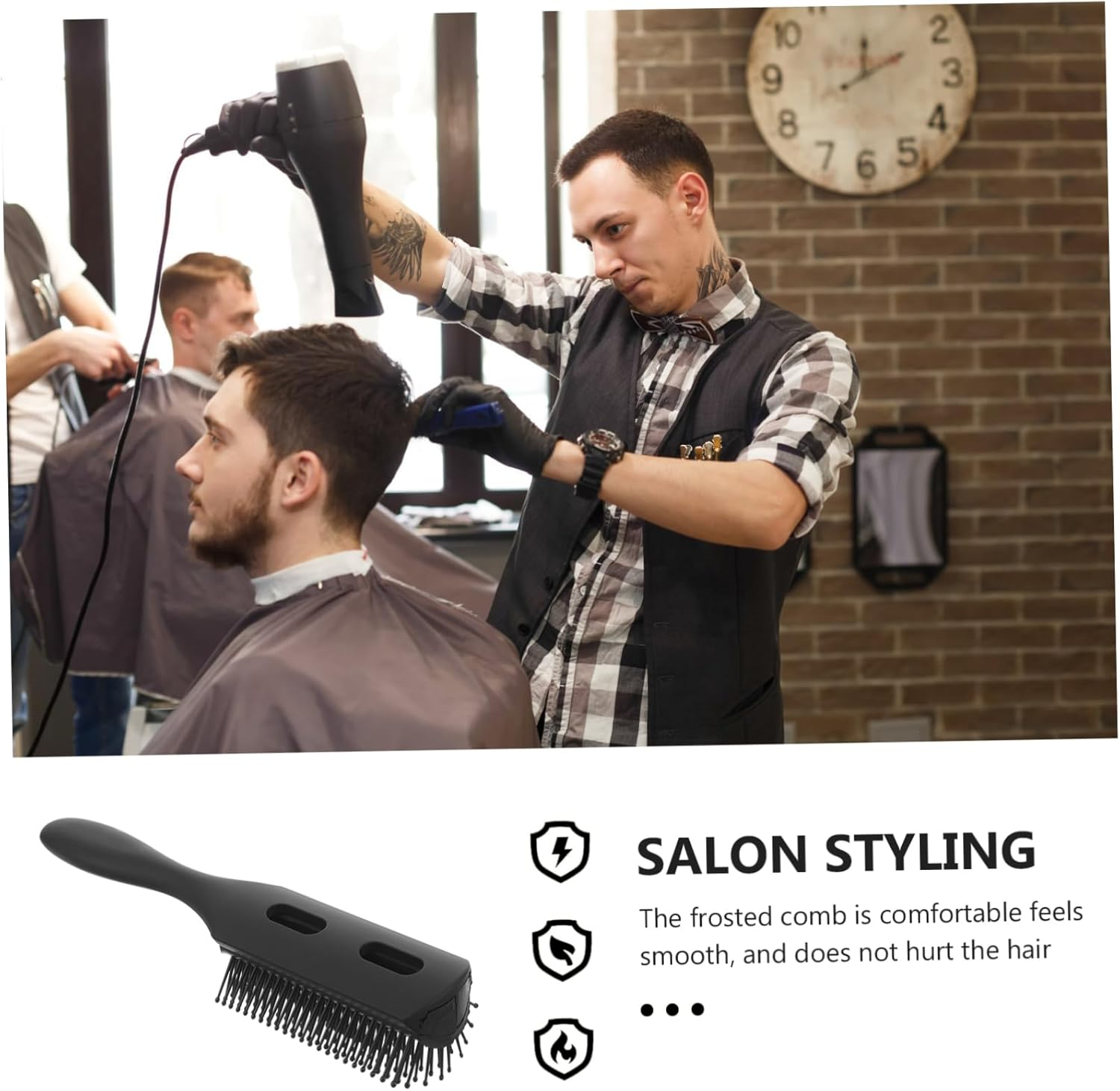 Healeved Detangling Hair Brush for Men Women Static Comb with Ribbed Teeth Scalp Massaging Styling Tool for Wet Dry Hair Salon Home Use image number 6