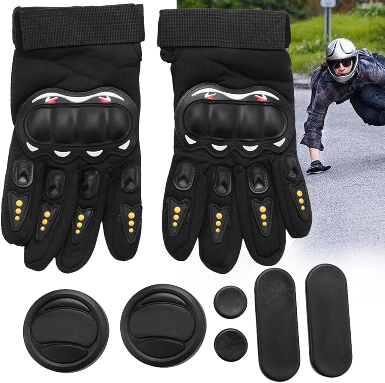 2Pack Skateboard Gloves, Gloves with Sliders, Standard Longboard Downhill Slide Gloves Skate Gloves