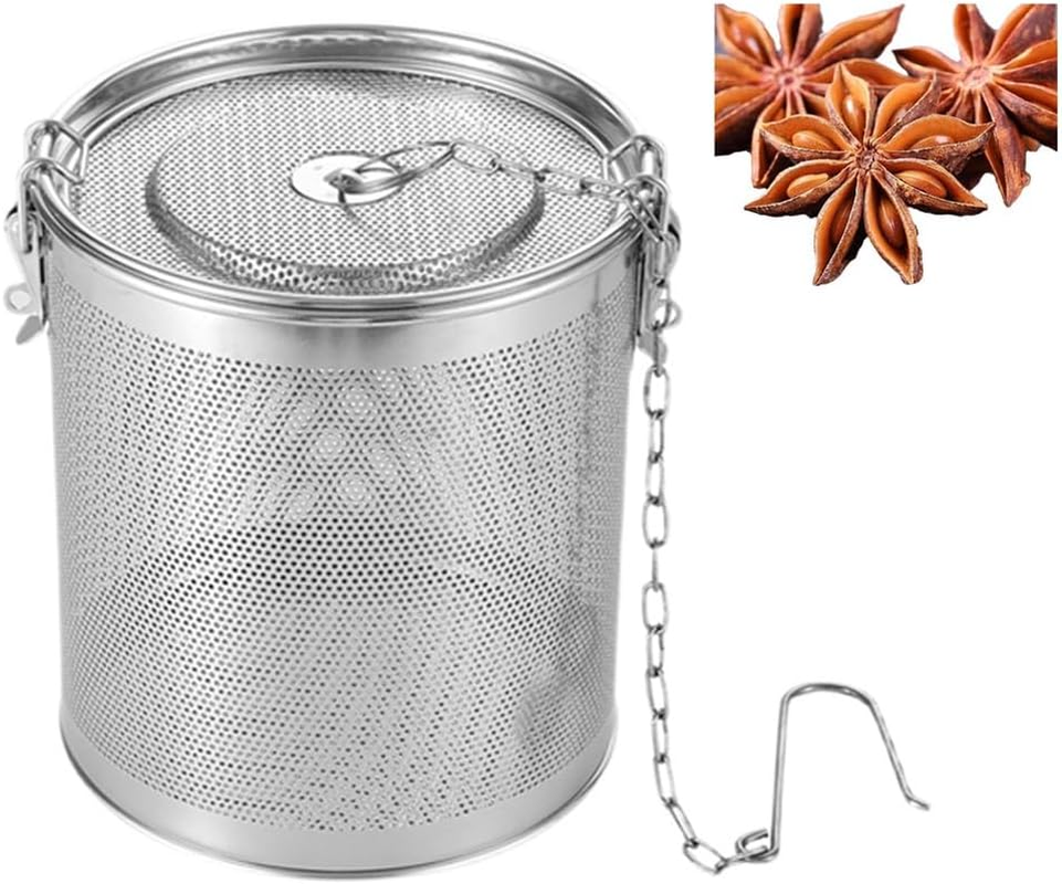 CAASFOOY Stainless Steel Seasoning Bag, Spice Filter, Spice Seasoning Spice Ball, Spice Filter Seasoning Strainer with an Extended Hanging Chain, for Filtering Soup, Tea, Herbs image number 4