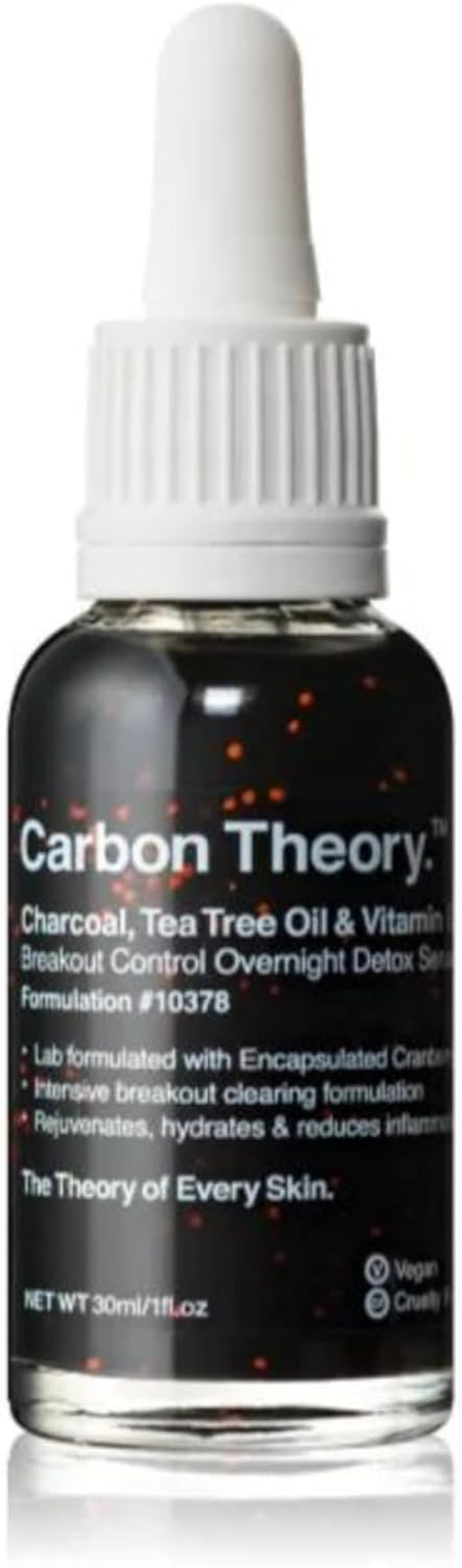 Carbon Theory | Charcoal, Tea Tree Oil & Vitamin E Breakout Control Overnight Detox Facial Serum | Natural, Vegan and Cruelty Free | 30Ml image number 6