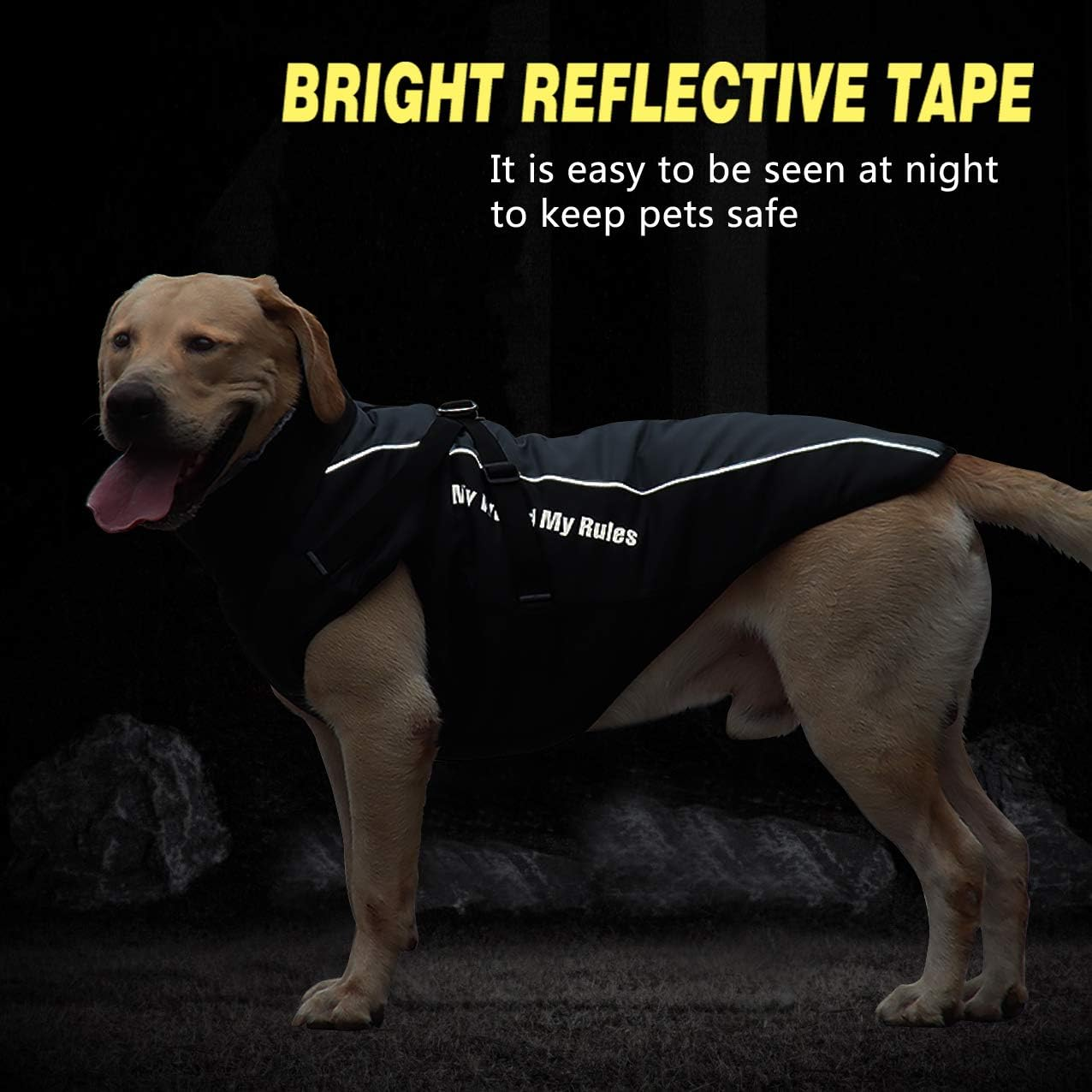 Idepet Dog Coat Warm Jacket, Reflective Pet Snowsuit Outdoor Sport Waterproof Dog Clothes Outfit Vest for Medium Large Dogs with Harness Hole image number 4