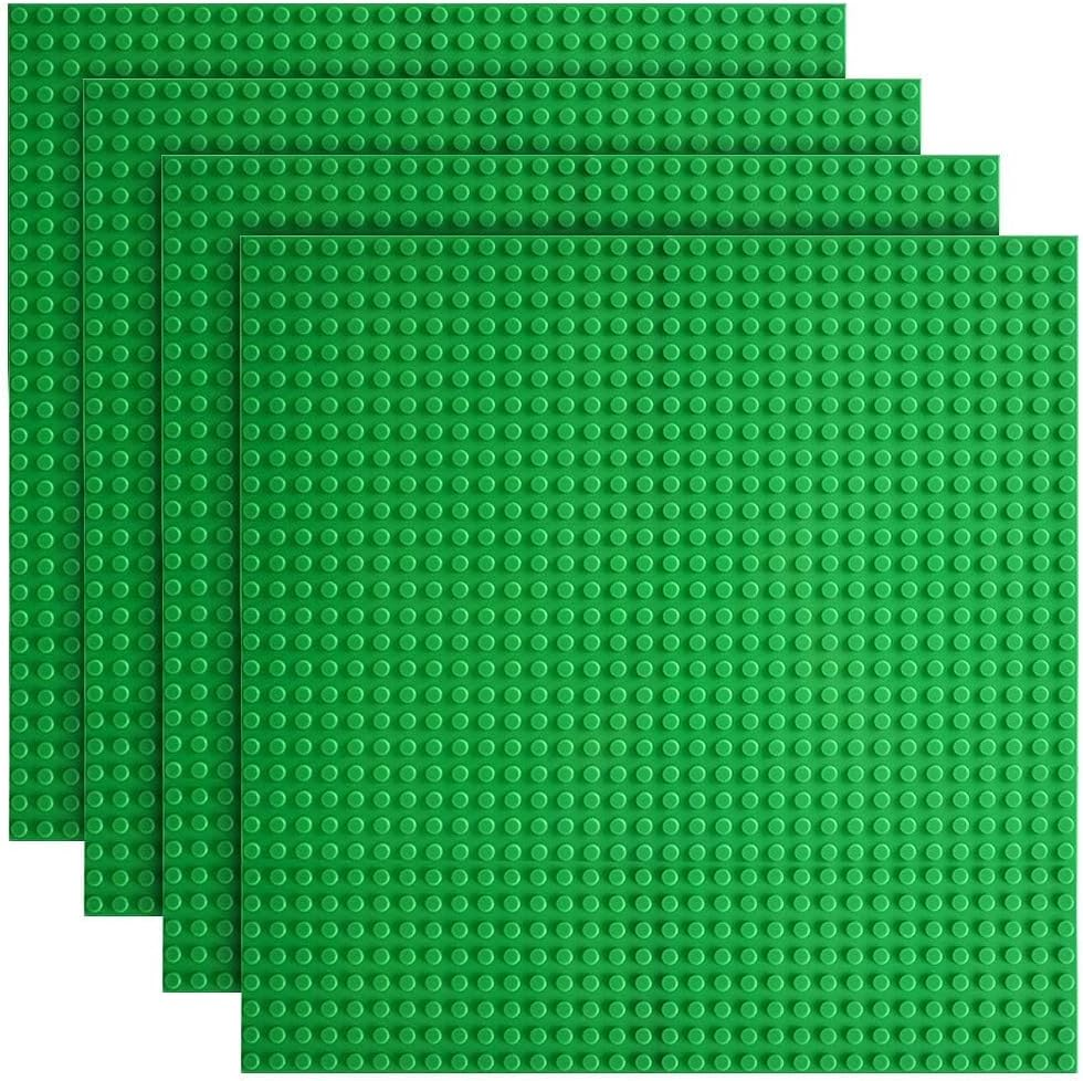 Lekebobor Classic Baseplates 10"X10" Building Brick, Compatible with Major Brands Building Base Plate, 4 Packs, Green