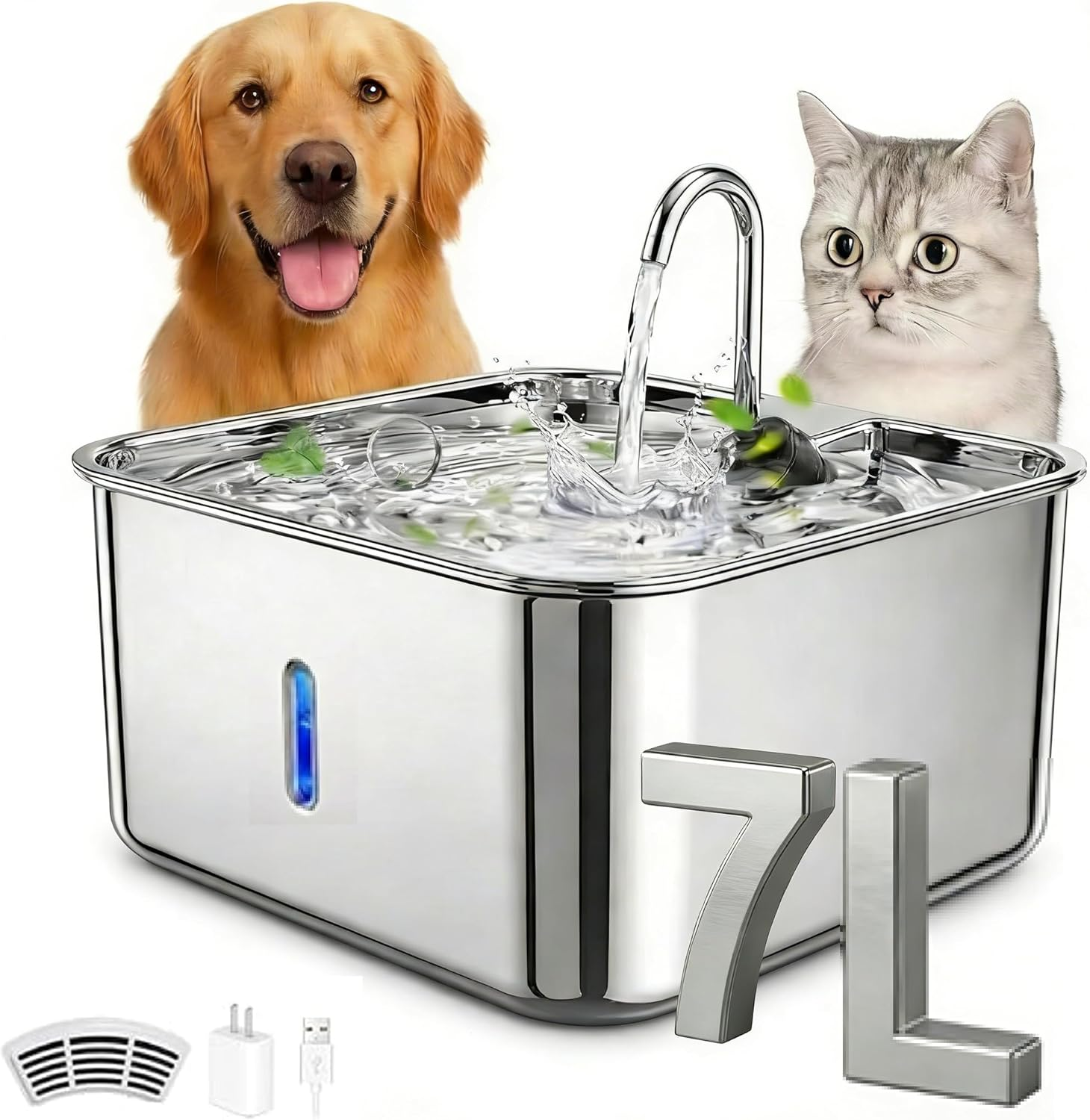 8 Pack Cat Dog Water Fountain Filter Replacement, 4 Layer Filtration System, Perfect Fit for ZALLUC 7L/236Oz/1.8G Stainless Steel Dog Water Fountain image number 3