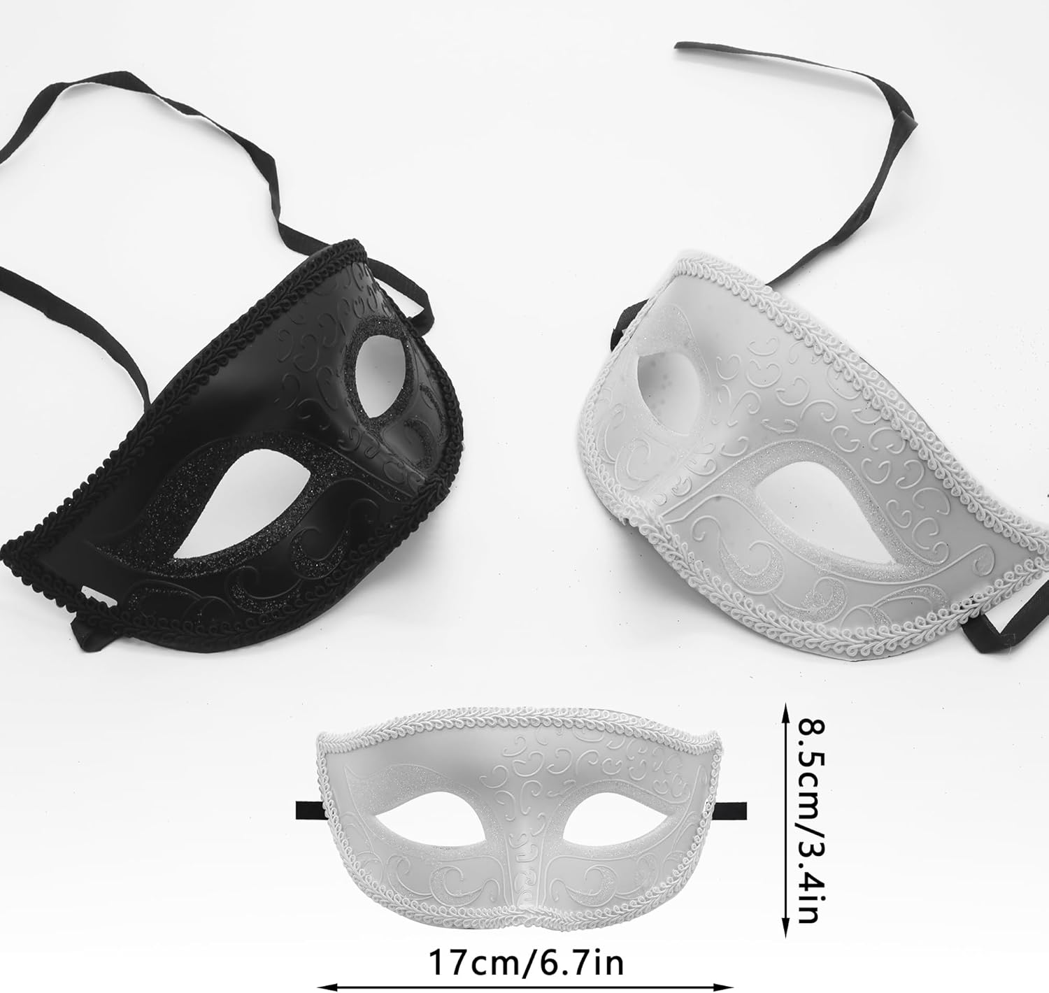 2 Pack Masquerade Mask for Men and Women, Venetian Masquerade Mask Couples Set, Party Masks for Adults Masquerade Black & White