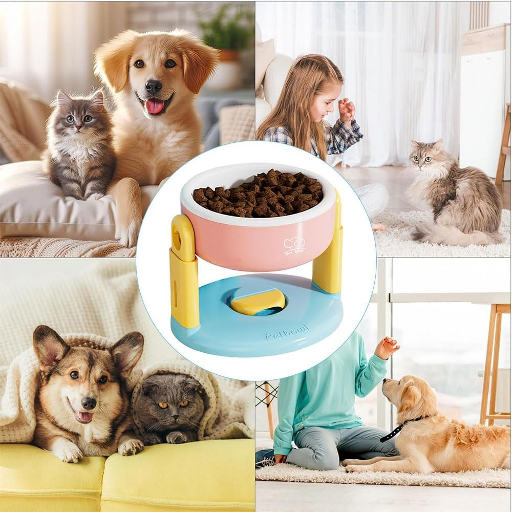 Elevated Cat Bowl &ndash; Adjustable Tilted Pet Feeder with Suction Base, Anti-Vomiting Design for Neck Protection, Raised Food & Water Bowl for Cats and Small Dogs image number 6