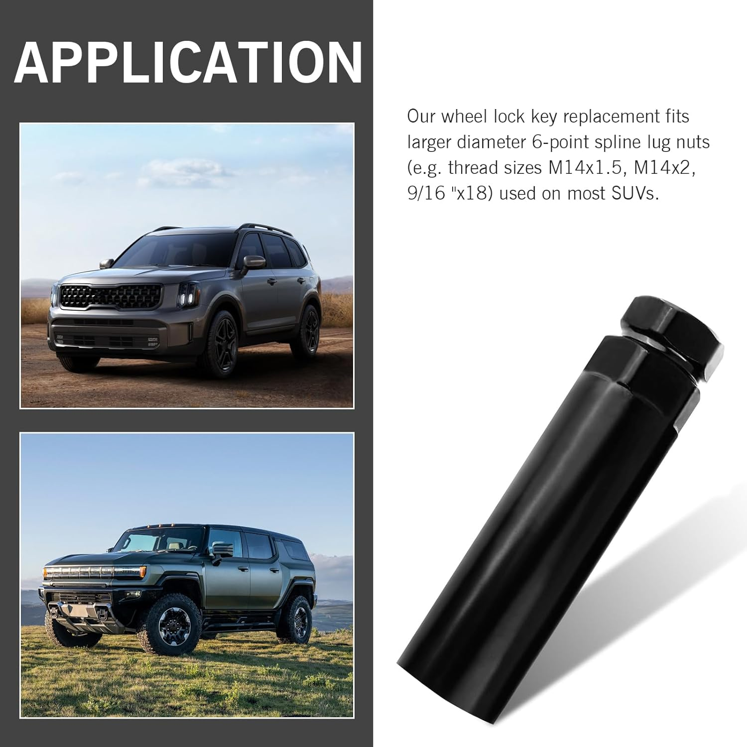 Zikefest Large 6 Spline Lug Nut Socket, Fuel Rim Lug Nut Lock Removal, Wheel Lock Key Replacement for Aftermarket 6 Spline Lug Nut, for 21 Mm (13/16 Inch) & 22 Mm (7/8 Inch) Hex Socket Wrench