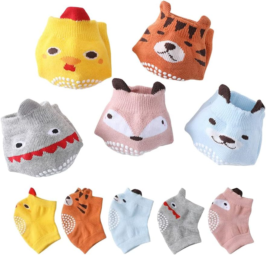 5 Pair Baby Knee Pads Anti-Slip Baby Crawling Knee Pads Baby Knee Pads Elastic Leg Warmers Toddlers Leg Protectors Baby Knee Protectors Leg Warmers Baby Toddlers Crawling Socks