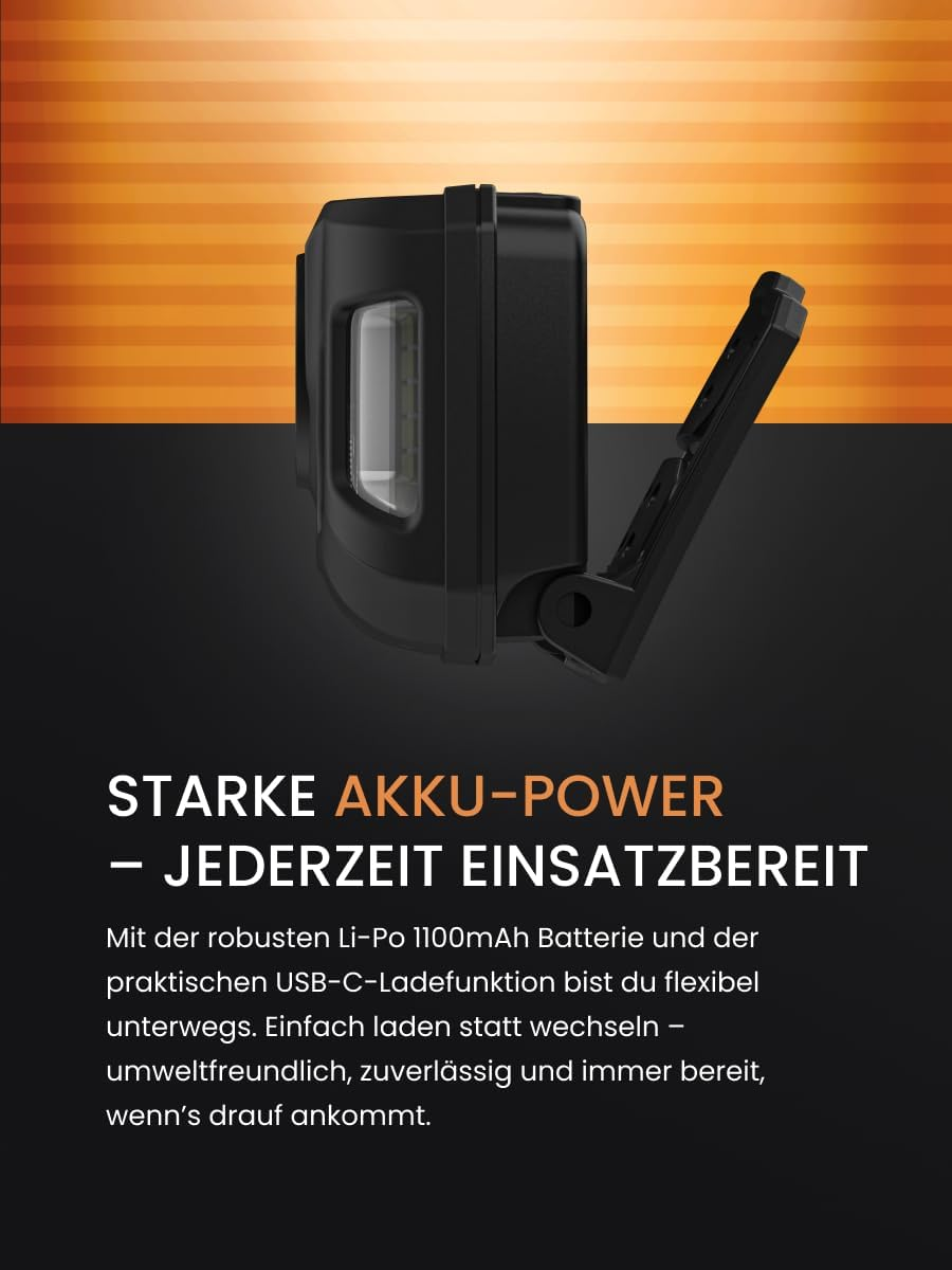 Duracell DH1000R Core LED Headlamp - 1000 Lumens, Focusable, 50 M Beam Range, Red Light Function, USB-C Rechargeable, Lithium Battery, Various Light Modes, Ergonomic, Splash-Proof image number 5
