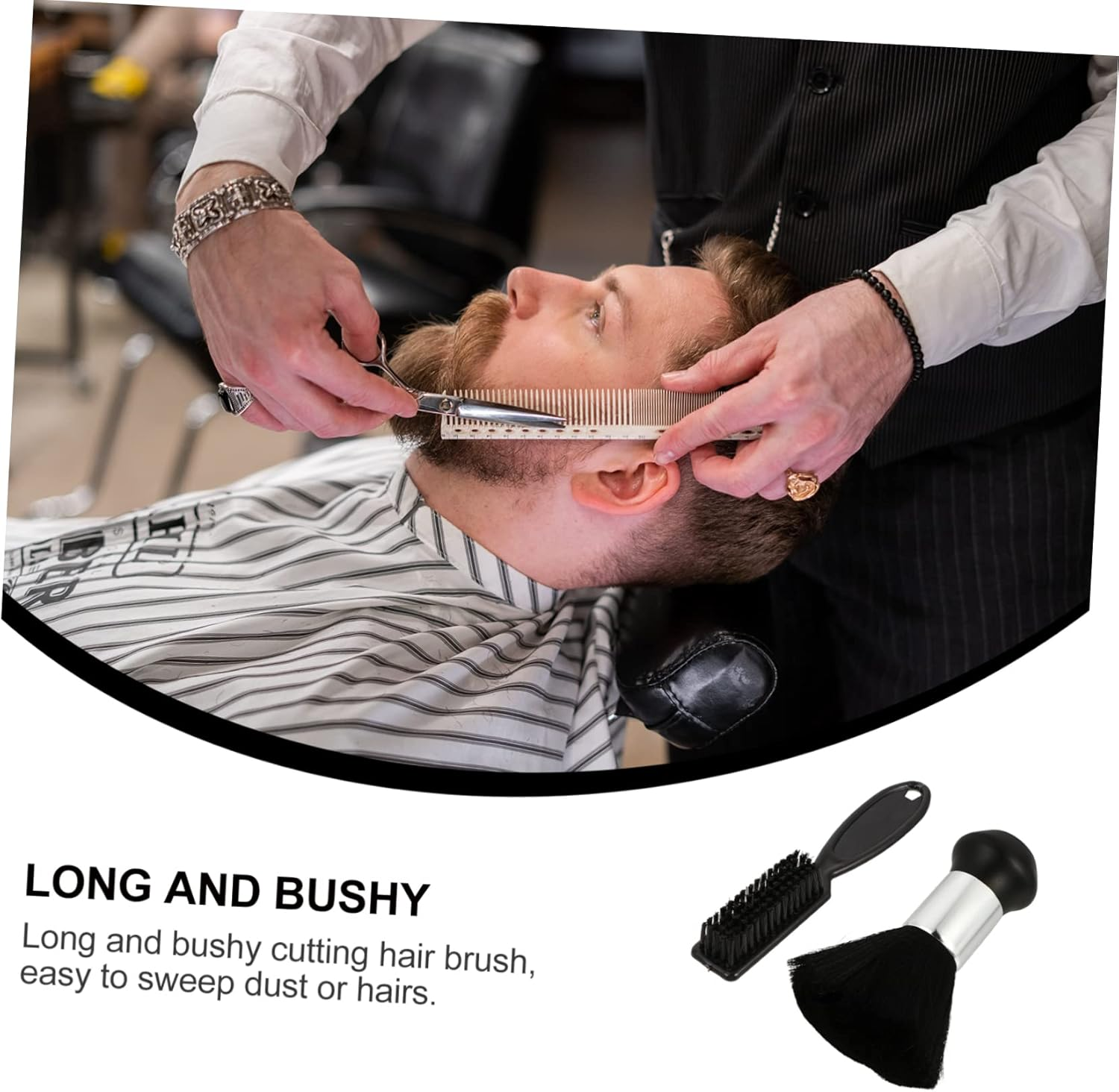 FRCOLOR 4Pcs Salon Neck Duster Brush Professional Hair Cleaning Brush for Barbershop Soft Material Multi-Functional Hairdressing Tool for Dust Removal and Styling image number 2