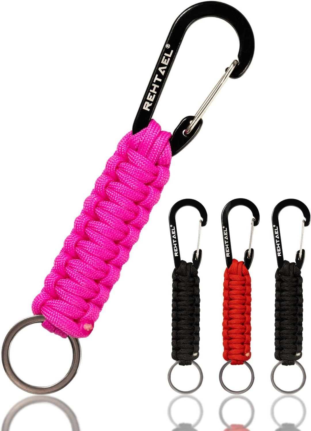 REHTAEL [4-Pack] Professional Paracord Keychain with Carabiner, Military Braided Survival Paracord Lanyard for Keys/Knife/Flashlight for Outdoor Camping/Hiking image number 3