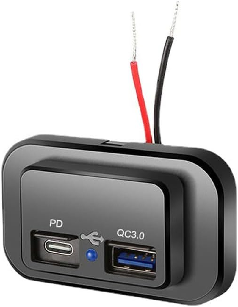 2PCS 12V/24V RV USB Outlet, Dual Quick Charge 3.0 12V Socket USB Charger and PD Type-C (USB C), Waterproof Power Socket for RV Marine Boat Bus ATV Motorcycle Truck Golf Cart