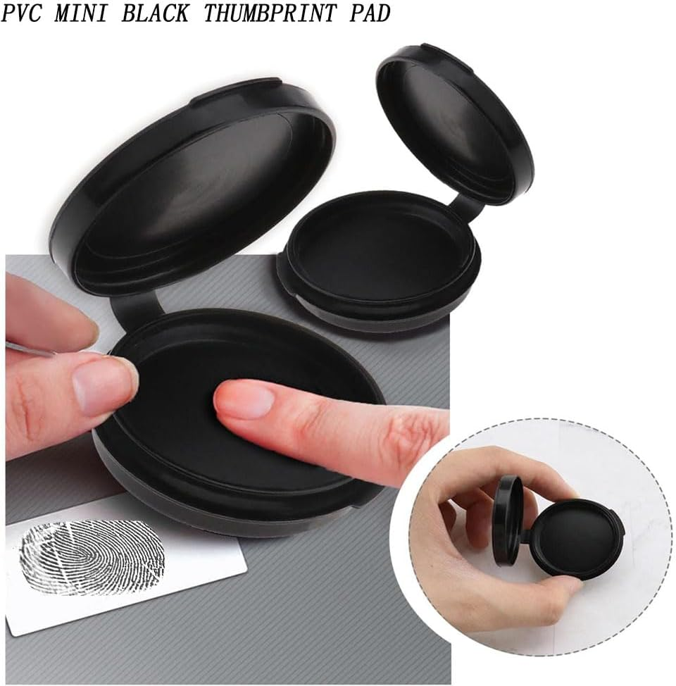 2Pcs WALFESHOO Thumbprint Ink Pads Ink Pad Stamp Pad for Office Notary Supplies Identification Security ID Fingerprint Cards Law Enforcement Fingerprint (Black) image number 6