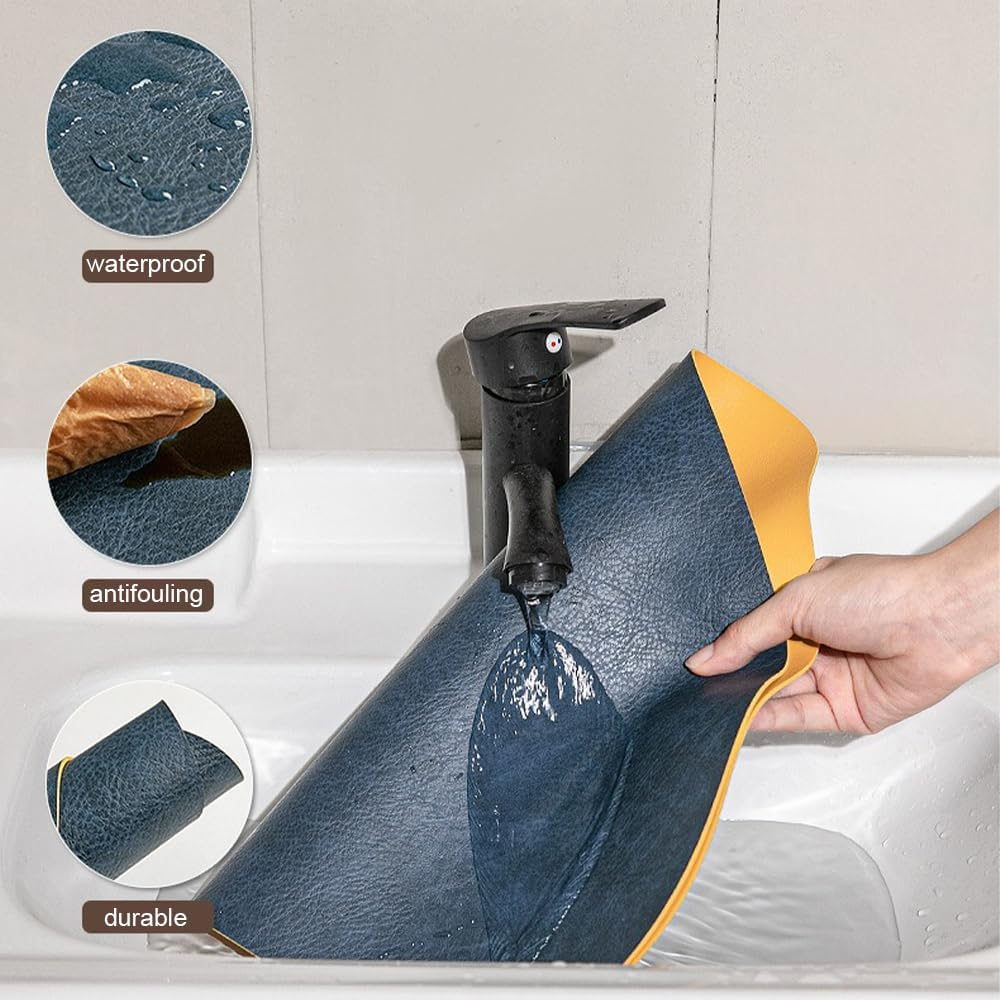 6 Pcs Leather Placemat, Oval PU Leather Wipeable Waterproof Table Mats, Non-Slip Double-Sided Heat Resistant Kitchen Dining Table Placemats, Washable Durable Stain for Home Hotel Restaurant image number 6