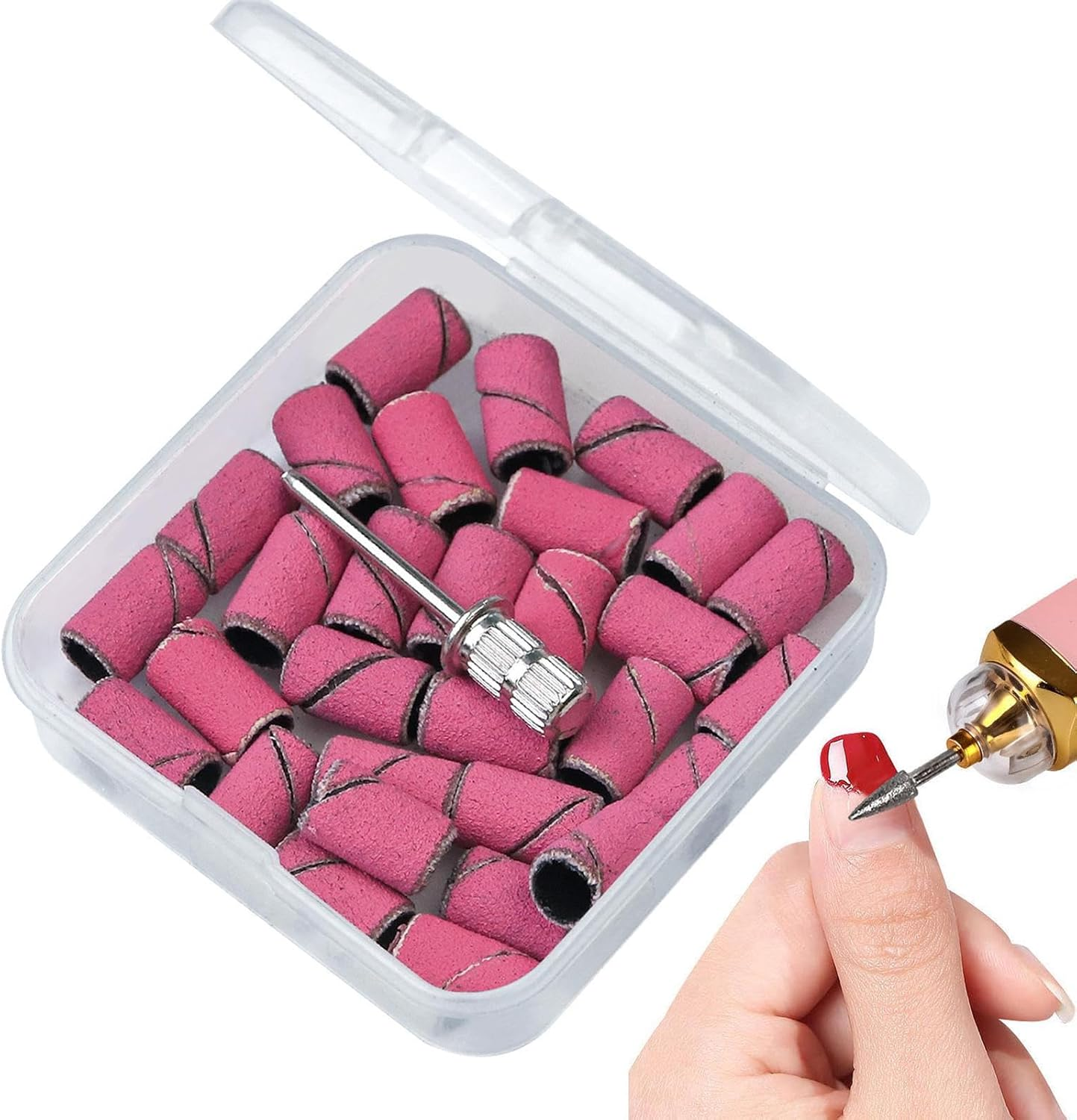 Sanding Bands for Nail Drill | Nail File Sanding Bands with Mandrel Bit - Fine Grit Nail File Sanding Bands for Acrylic Nails Gel Manicures and Pedicure Jmedic