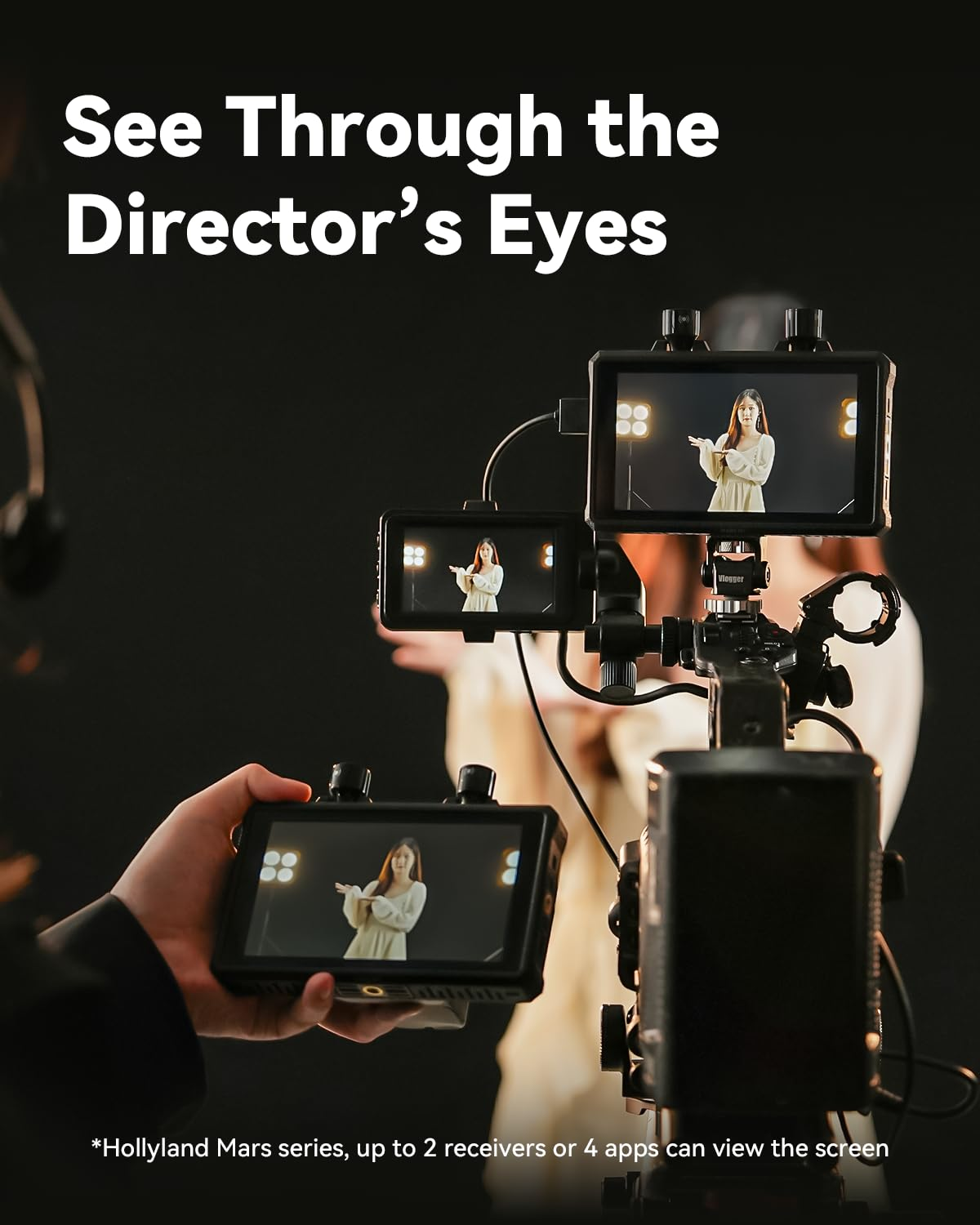 Hollyland Mars M1 Enhanced Kit Camera Field Monitor HDMI/SDI Transmitter Receiver, 450FT 1080P60 APP Monitoring 5.5" 1000Nit RGB Waveform Histogram Focus Peaking 3D-LUT(2 Sets) image number 2