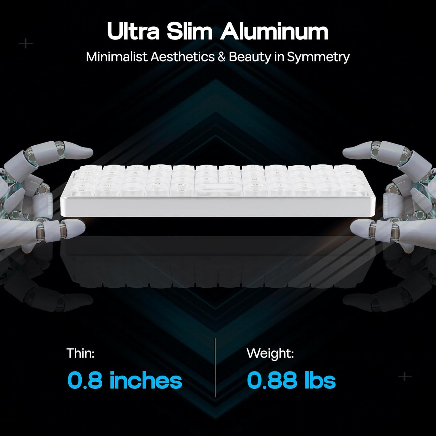 EPOMAKER Luma40 Low Profile Mechanical Keyboard with QMK/VIA & CNC Metal, Transparent PC Keycap, Hot-Swap, Kailh Linear Switch, 2.4Ghz/Bt/Usb, 40% Wireless Gaming Keyboard for Mac/Win image number 5