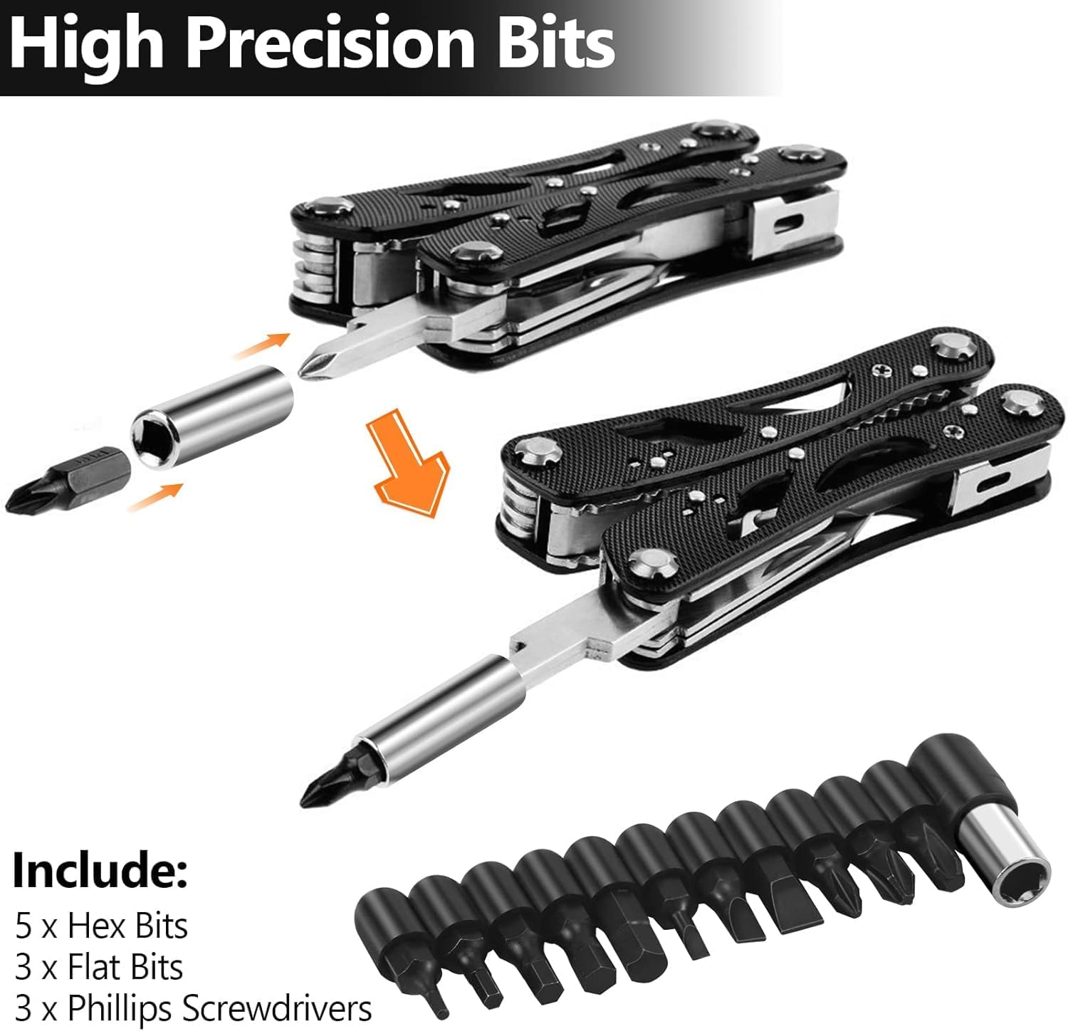 Gifts for Men, Multitool Pliers, 24-In-1 Stainless Steel Multi Tool Pocket Knife with Screwdriver Sleeve Camping Accessories Survival Gear, Dad Husband Grandpa Men Cool Gadget Stocking Stuffers Gift image number 2