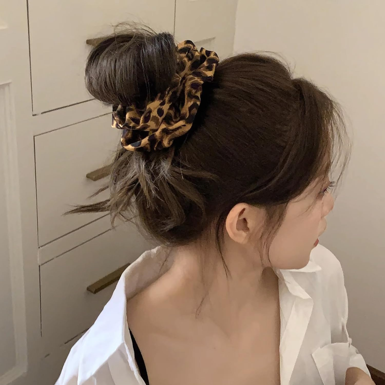 4 Leopard Print Hair Bands, Elastic Hair Bands, Highly Elastic Hair Band, Suitable for Thick Hair, Fashionable Hair Accessories. image number 5