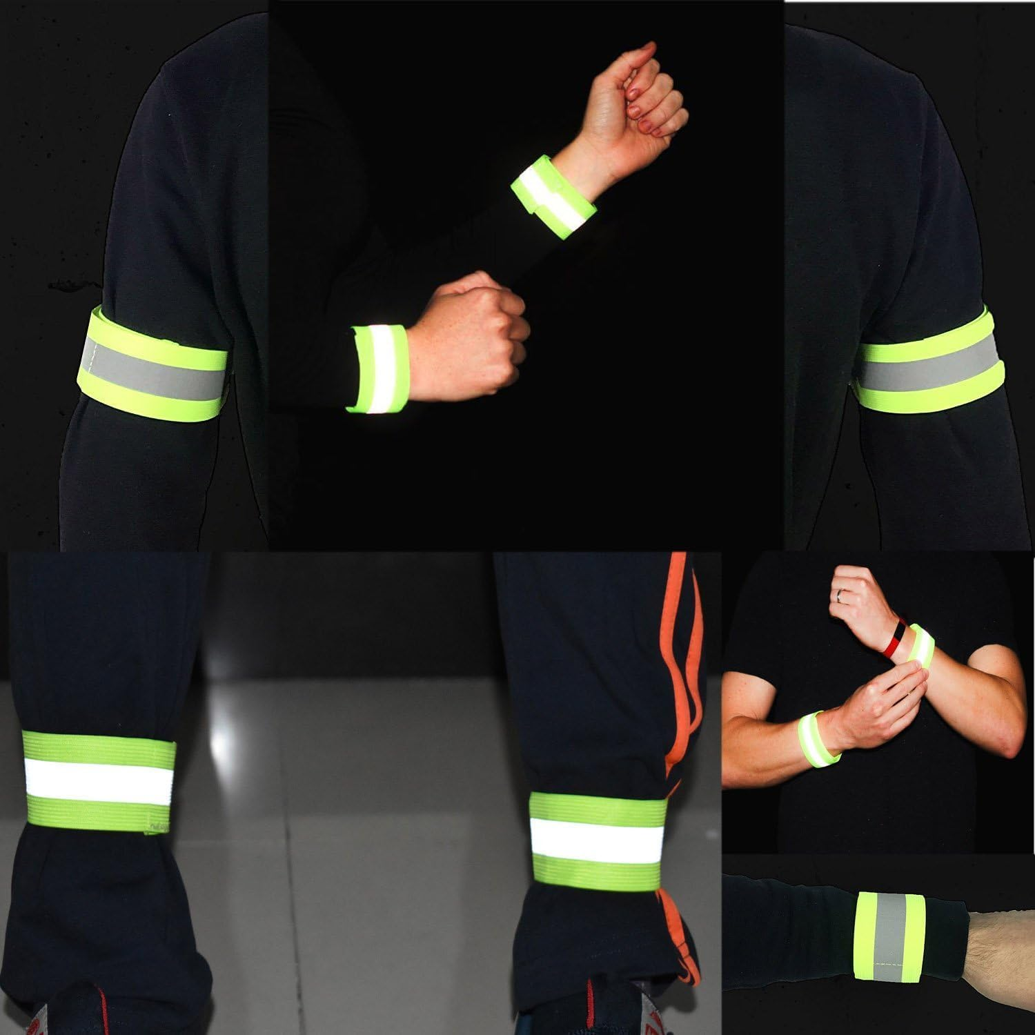 8 Pcs High Visibility Reflective Night Running Walking Elastic Strap Wristbands Ankle Bands Armbands Safety for Cycling Walking Running Camping Outdoor Sports-Fits Women, Men & Kids image number 1