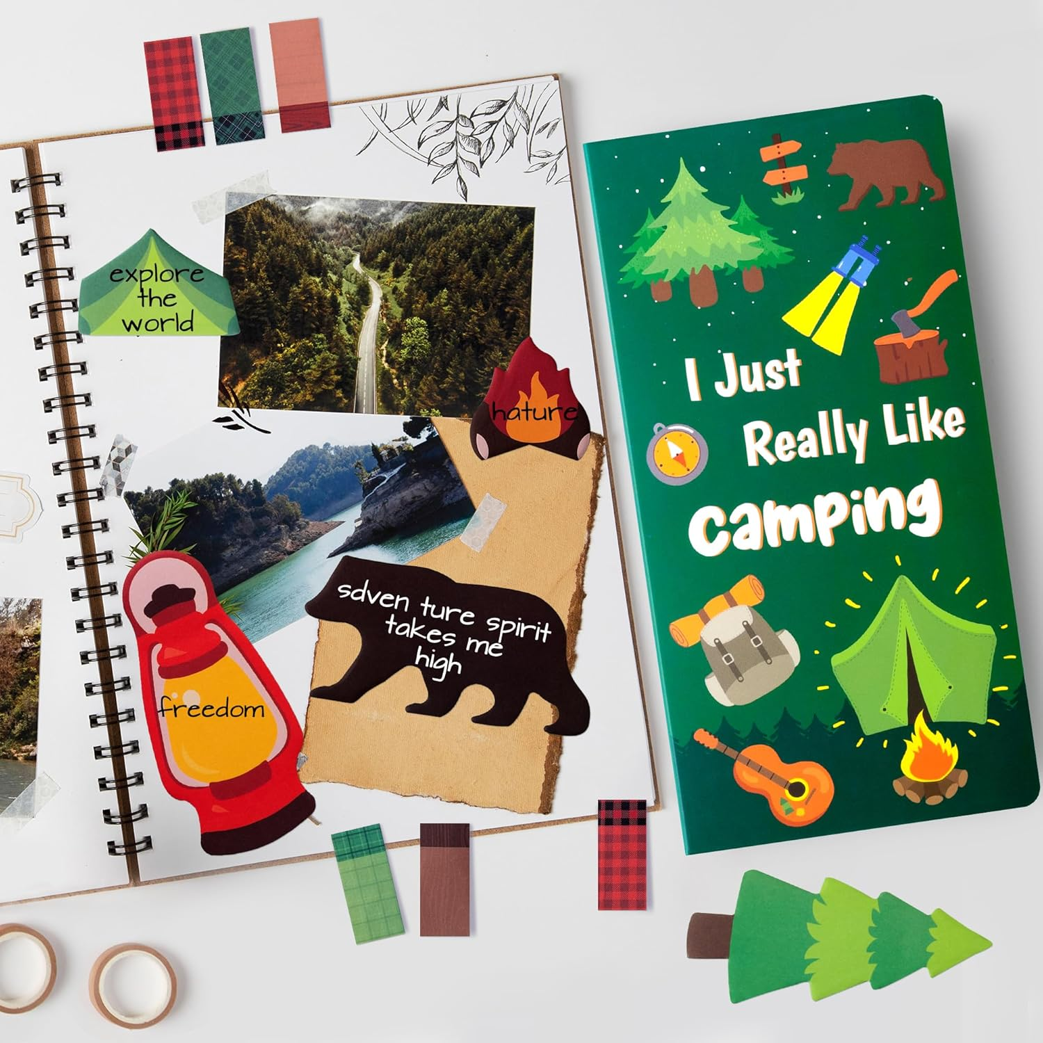 Xqumoi I Just Really like Camping Sticky Notes Set, 550 Sheets, Camp Adventure Self-Stick Note Pads Tree Bear Tent Writing Memo Pads Page Marker Student Classroom Back to School Gift Office Supplies image number 1