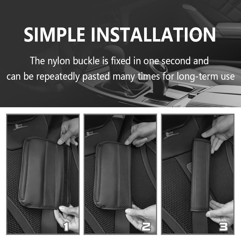 2PCS Car Seat Belt Cover Pad,Breathable Leather Seatbelt Covers for Shoulder Protection and Car Decorations,Universal Seatbelt Cushion Adding Car Seat Strap Pads Car Accessories Interior (Black) image number 6