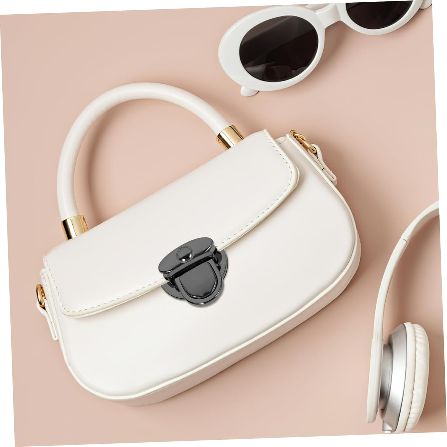 OHPHCALL 10Pcs Black Iron round Purse Buckle Locks DIY Bag Clasp Fasteners for Crafting Suitcases and Travel Luggage Accessories image number 1