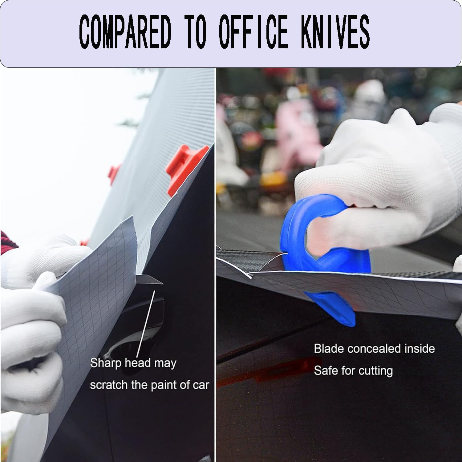 Tjhypenete 2 Pcs Wrapping Paper Cutter with 10 Replaceable Razor Blades, Sliding Gift Wrap Cutter Tool, Safety Craft Vinyl Film Cutting Knife, Car Wraps Knife for Window Tint, Car Wrap, Craft Making image number 1