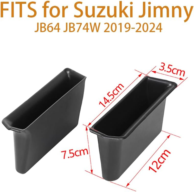 2-Pack Door Handle Storage Box for Suzuki Jimny JB64 JB74W 2019 2020 2021 2022 2023 2024 Accessories Armrest Phone Container Door Organizer Handle Pocket ABS Tray (Black, 2Pcs) image number 2