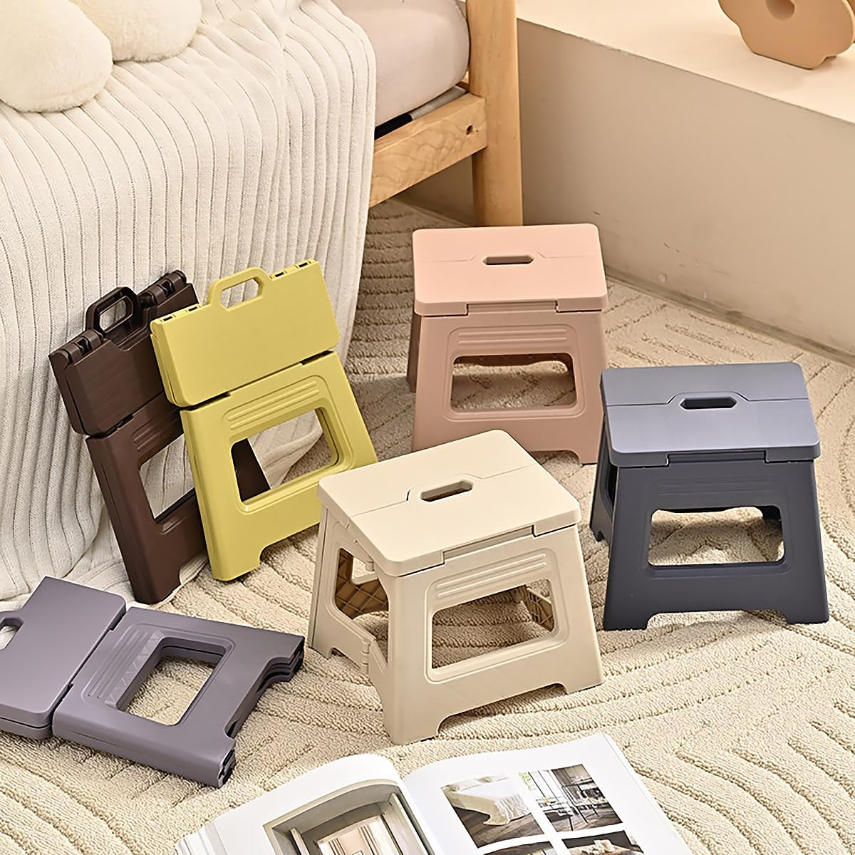 AIMALL Portable Folding Plastic Stool Large Retractable Chair for Outdoor Fishing Travel Camping, Compact Step Stool for Adults Kids, 11.6&times;9.2&times;9.4In