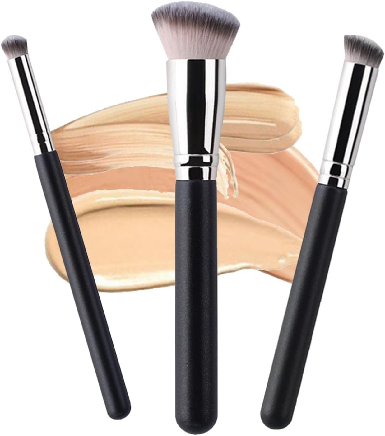 ONBPIY 3Pcs Concealer Brush Set Professional Makeup Brushes Slanted Foundation Brush and Angled Concealer Brush for Liquid Cream Powder Foundation Blending image number 3