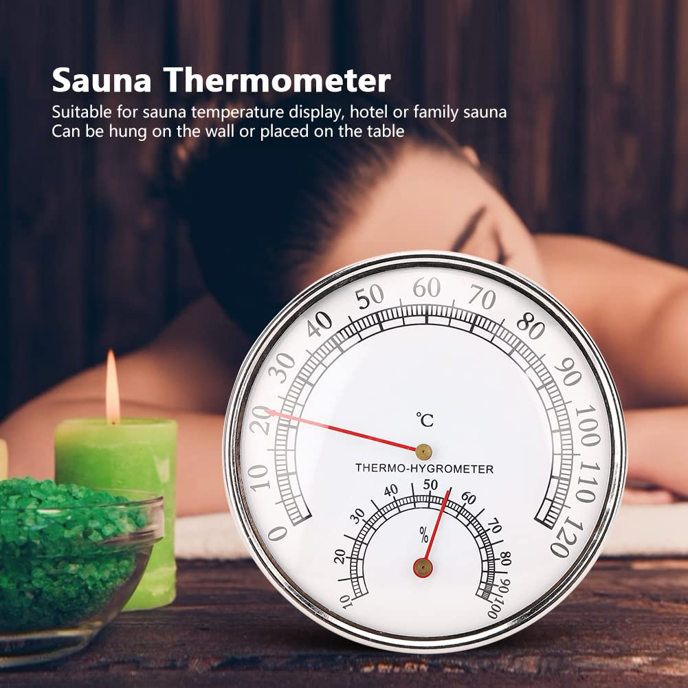Mini Indoor Thermometer Hygrometer, 2 in 1 Sauna Temperature and Humidity Monitor Gauge Indoor Room Temperature Humidity Meter Sauna Accessories for Table, Kitchen, Office