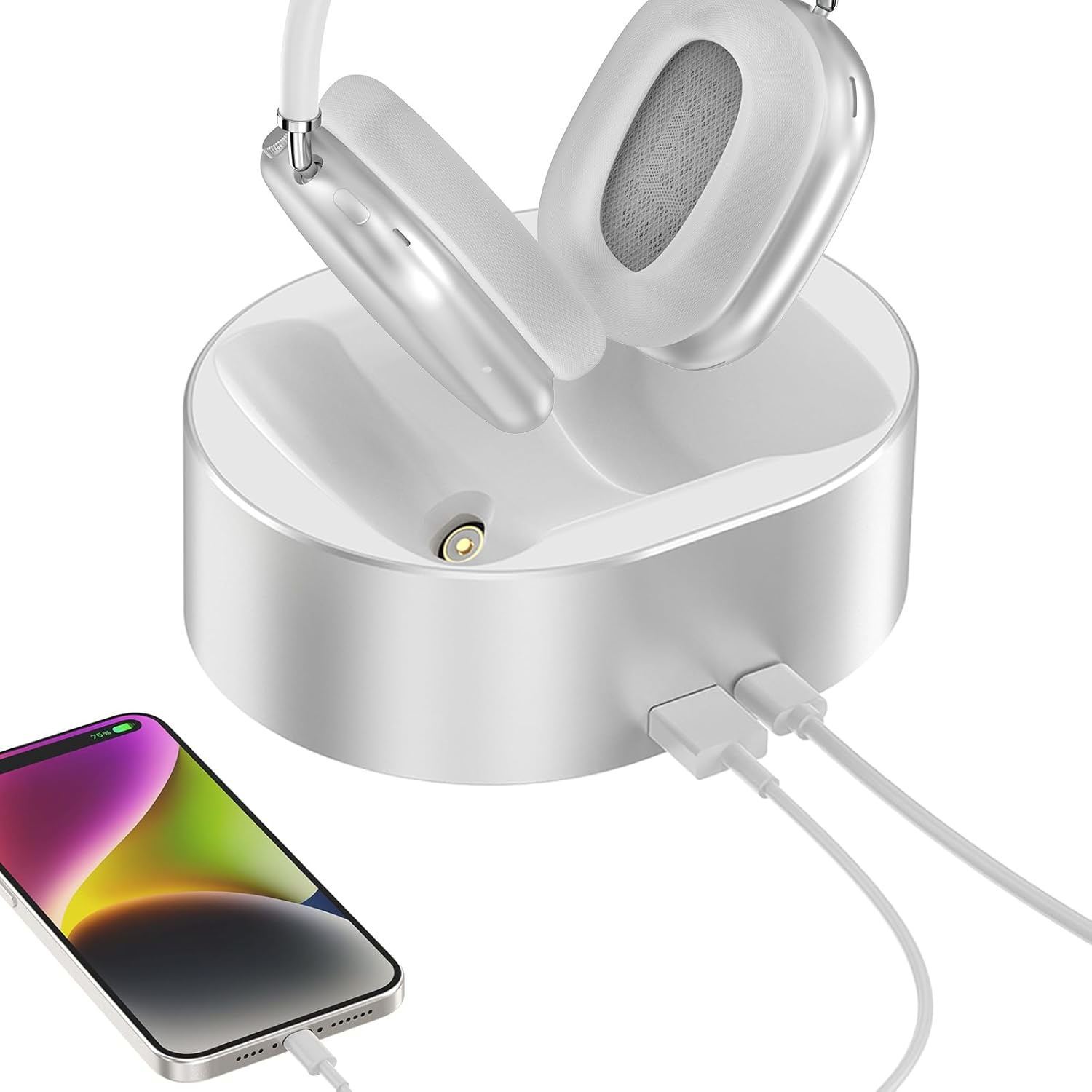 ROUNKIN Headphone Charging Stand for Airpods Max,Support Sleep Mode,Magnetic Stand,Protable Desktop Headset Holder,Headset Stand, Charging Base for Headphones,Designed for Airpods Max 2/1(Black)