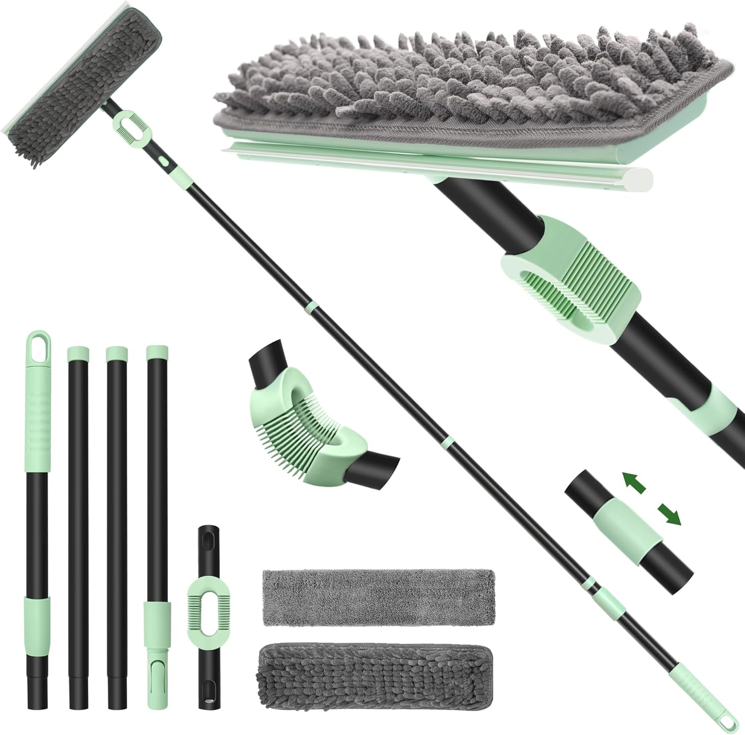 DALIPER Window Squeegee for Home Cleaning 2-In-1 Car Windshield Washer Kit with Extension Pole 73.6 Inches Shower Glass, Mirrors, Car Windshield, Truck Home Windows, Balcony Sliding Doors image number 2