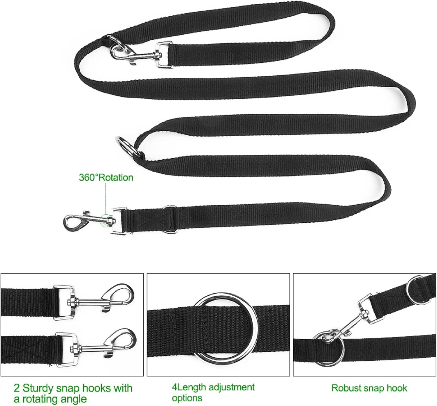 Dog Training Double Ended Leads : 2M Hands Free Adjustable Pet Training Leash for Running Walking - Retractable Multifunctional Strong Nylon Puppy Lead Rope for Small Medium Dogs image number 1