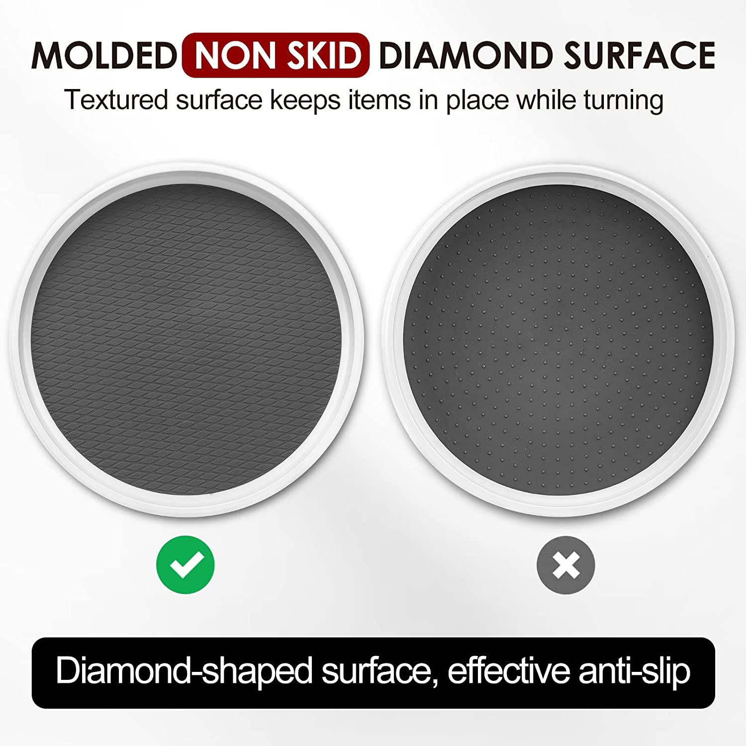 [ 4 Pack ] 12 Inch Non-Skid Turntable Lazy Susan Organizers - Spinning Rack for Cabinet, Pantry Organization and Storage, Kitchen, Fridge, Vanity, Countertop, under Sink Organizing, Spice Spinner