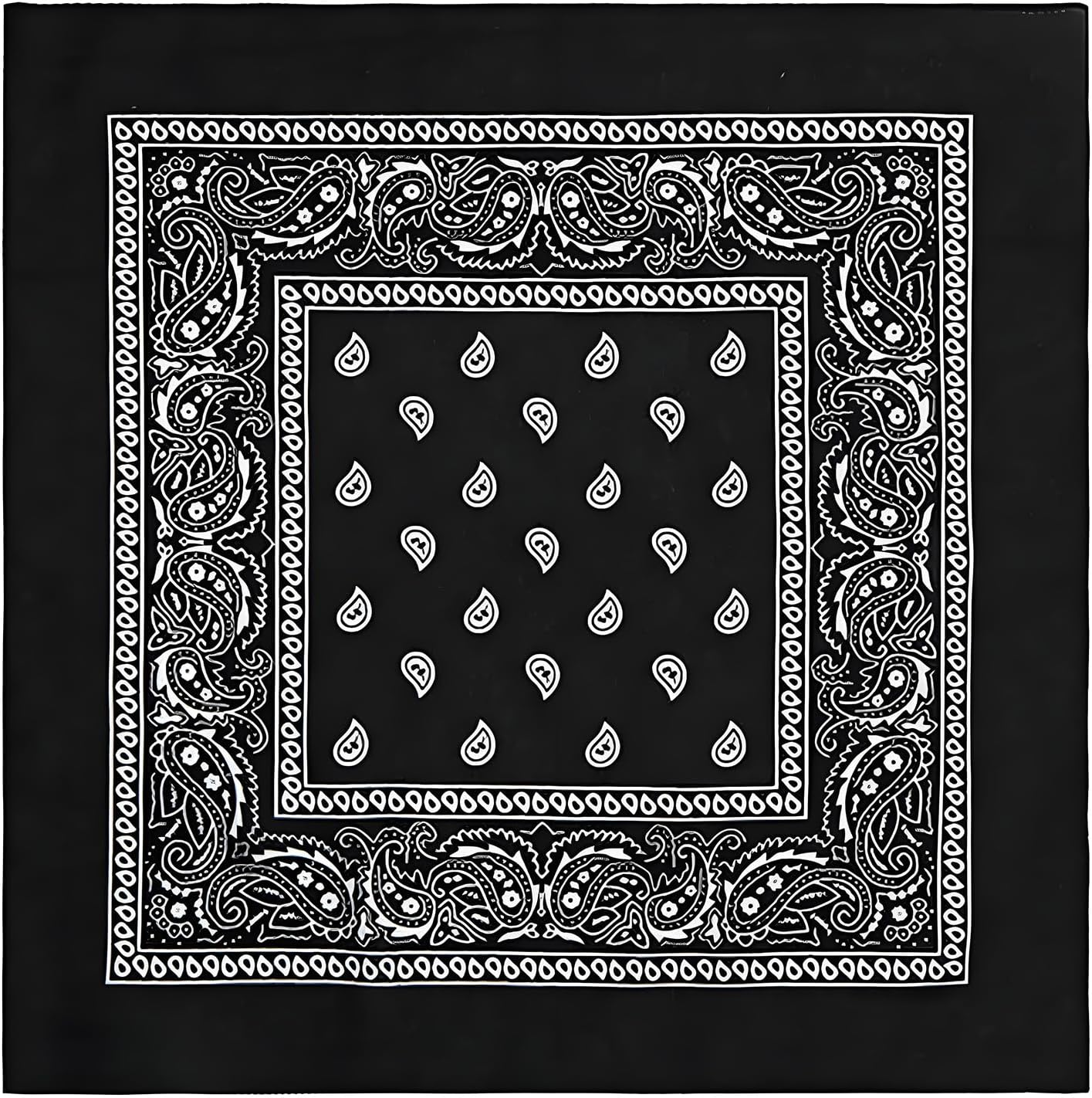 Vaolmlop Bandana Premium Halstuch Kopftuch,Herren Damen,Polyester Haartuch Kopftuch,Paisley Muster Headwear Haar Schal Ansatz Handgelenk Kopf Biker,Schwarz(54 X 54 Cm)