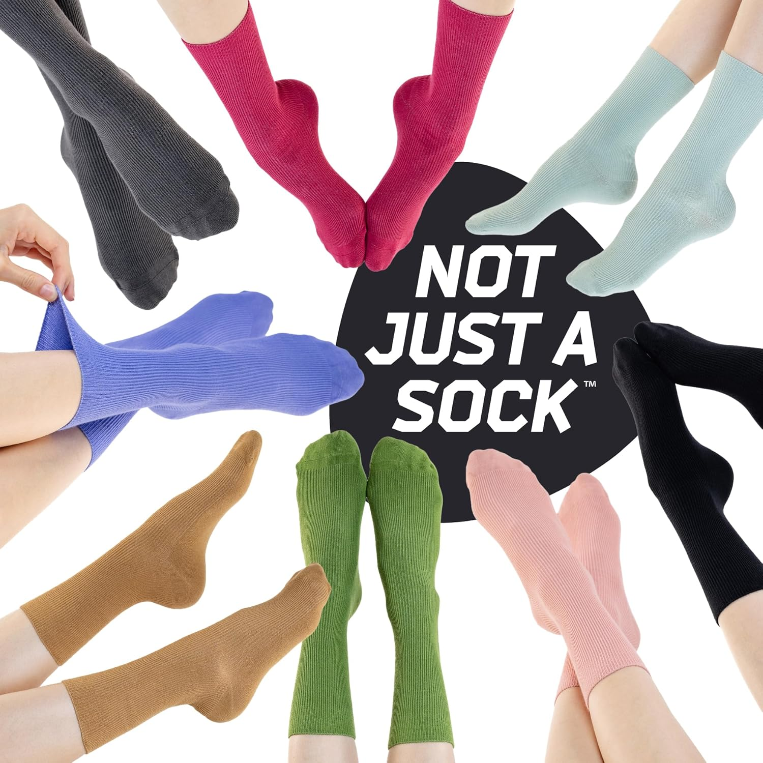 Not Just a Sock Diabetic Socks for Men and Women - One Size Fits All - Seamless and Loose-Top Non-Binding Socks for Improved Circulation - Copper Infused - Eggshell Blue, Count 1 image number 4